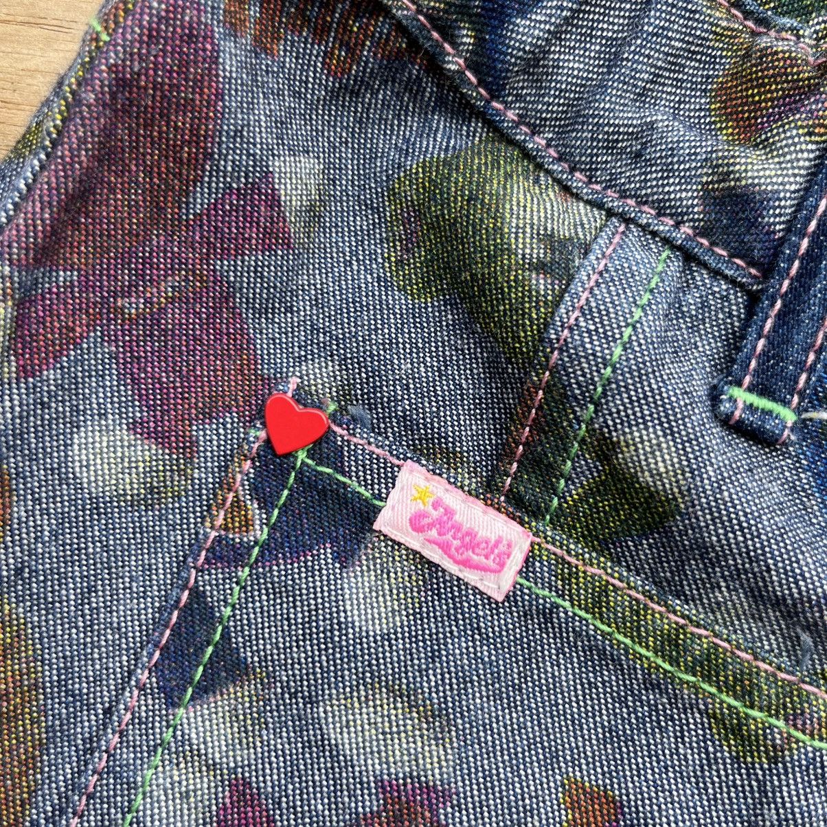 Angel Blue × Beauty Beast × If Six Was Nine ANGEL BLUE PRINT BLUE & PINK ANGELS RARE DENIM BOOTCUT Size 25" / US 0 / IT 36 - 3 Thumbnail