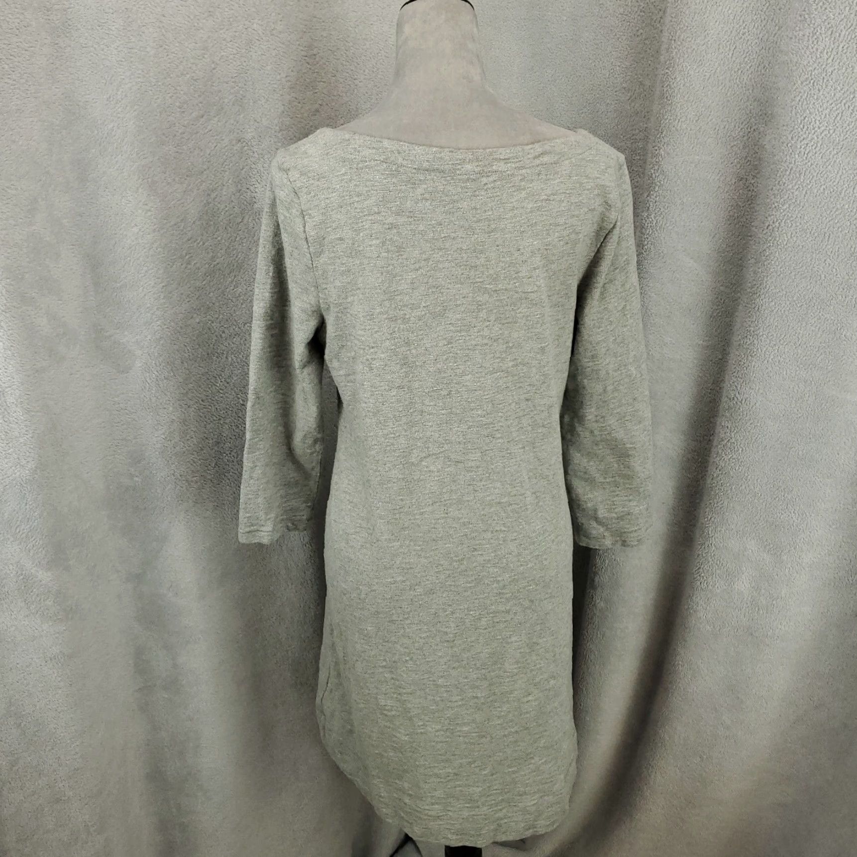 Old Navy Old Navy Dress Women's L Gray Long Sleeve Boat Neck Knit A-Line Shift Above Knee 100% Cotton Classic Everyday Size L / US 10 / IT 46 - 3 Thumbnail