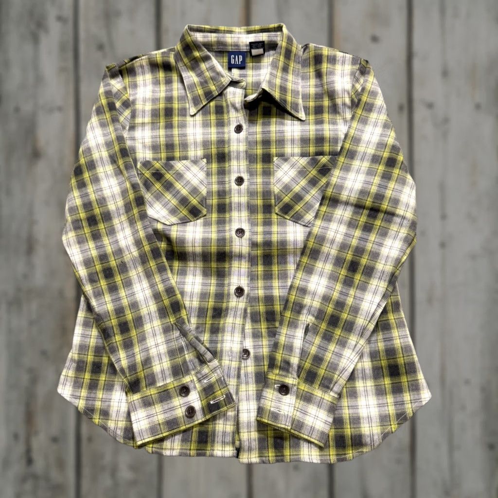 Gap VINTAGE Gap Plaid Flannel Shirt Womens M Long-sleeve Green Striped 90s Y2K Mens Womens Size M / US 6-8 / IT 42-44 - 1 Thumbnail