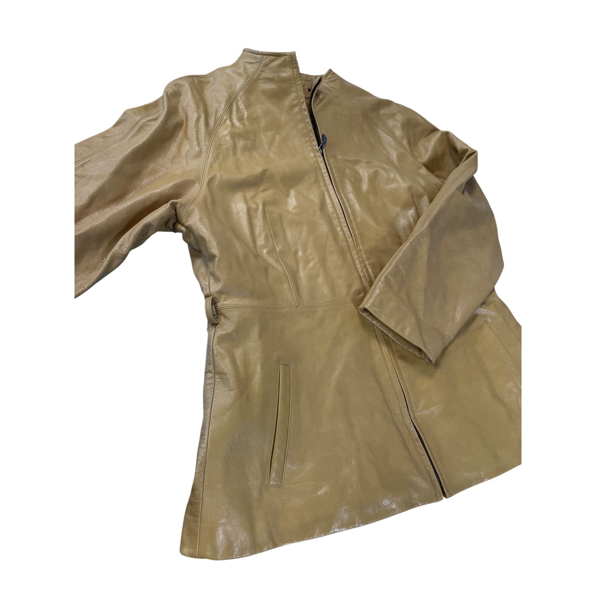 Other Marcia Collection Vintage womans Tan Italian Leather Jacket Size L / US 10 / IT 46 - 2 Thumbnail