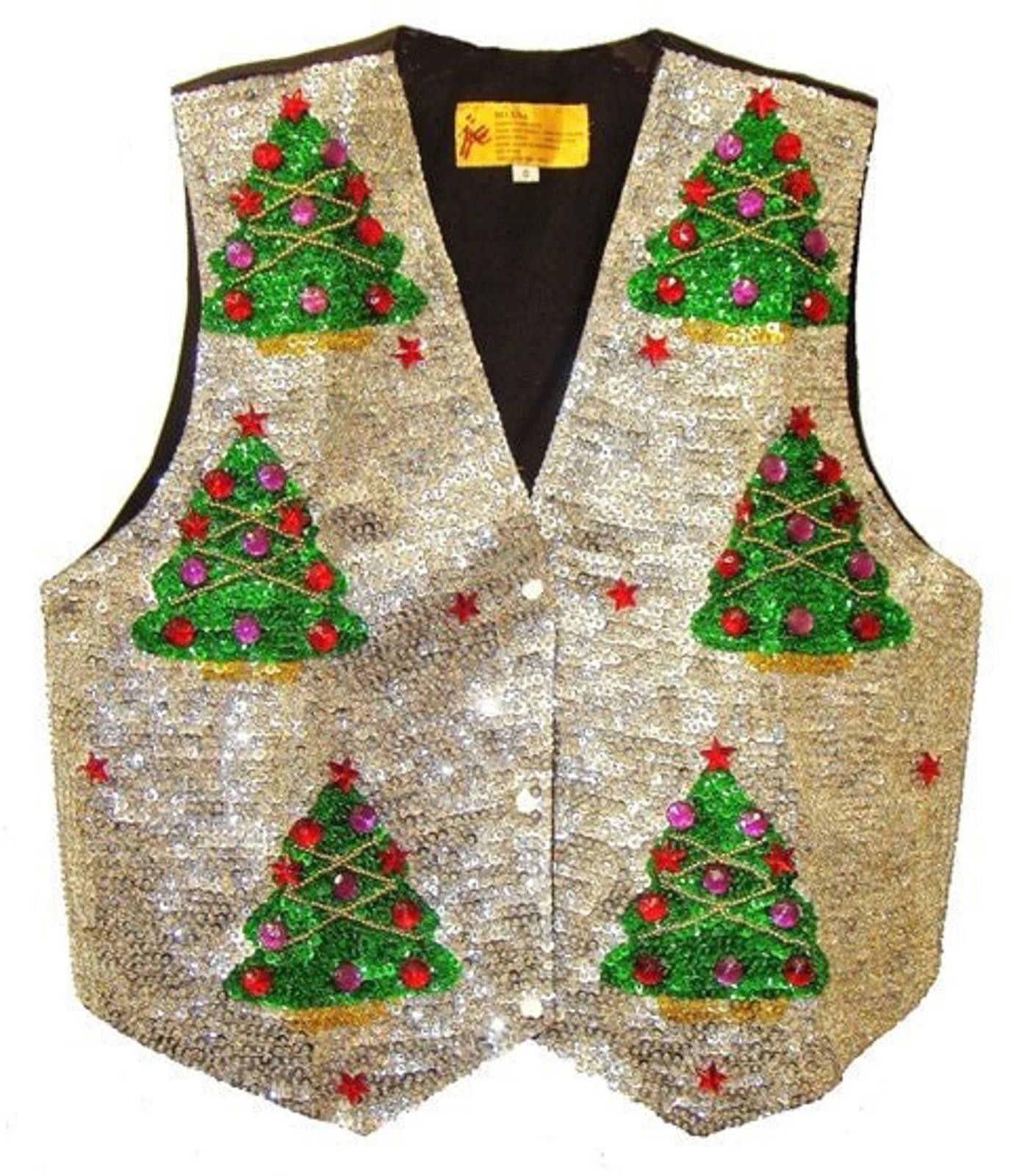 Sterling Silver Sequin Vest SILVER with CHRISTMAS TREE for Kids Size ONE SIZE - 1 Preview