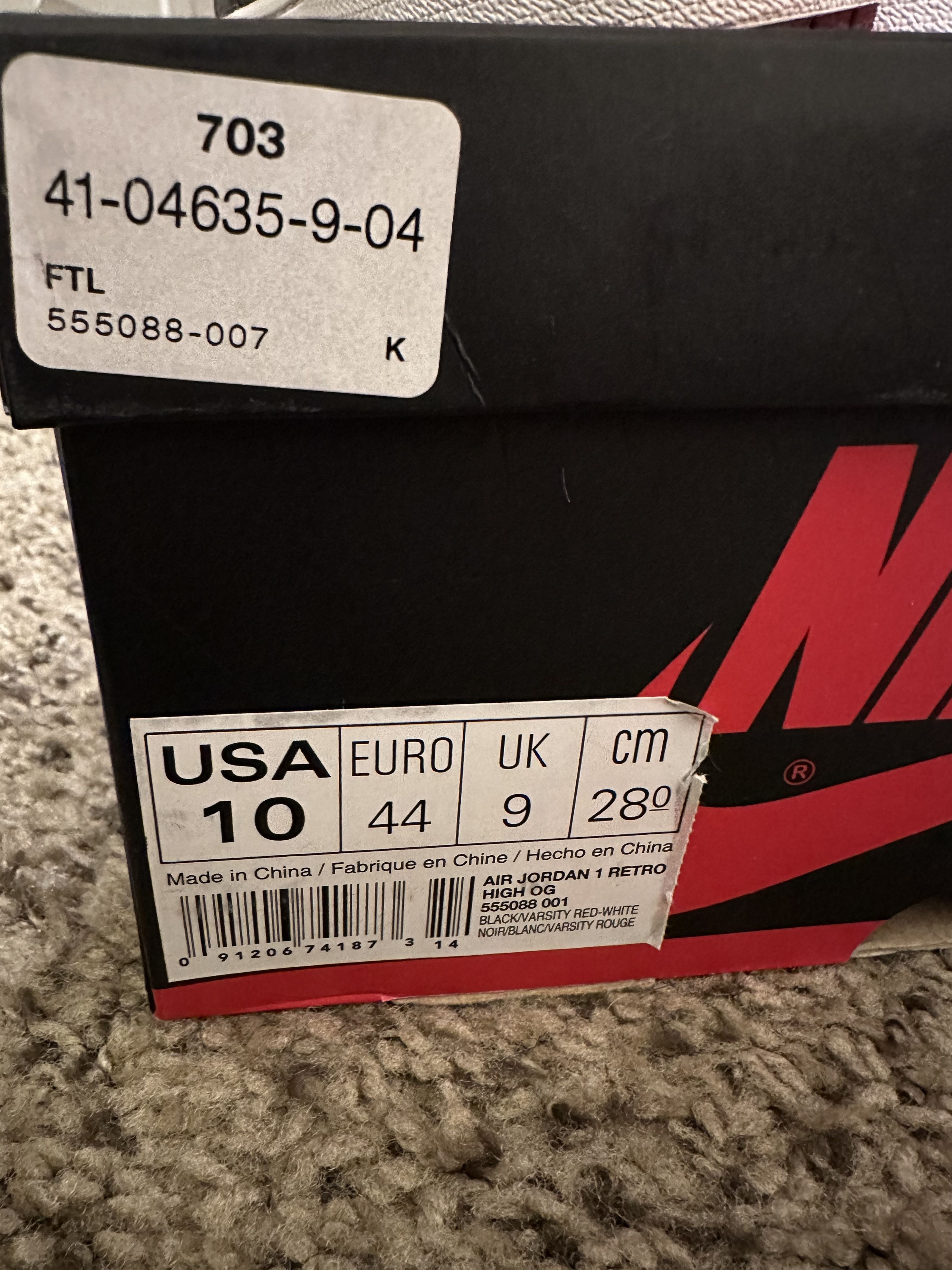 Jordan Brand Jordan Bred 1 2016 Size US 10 / EU 43 - 5 Thumbnail