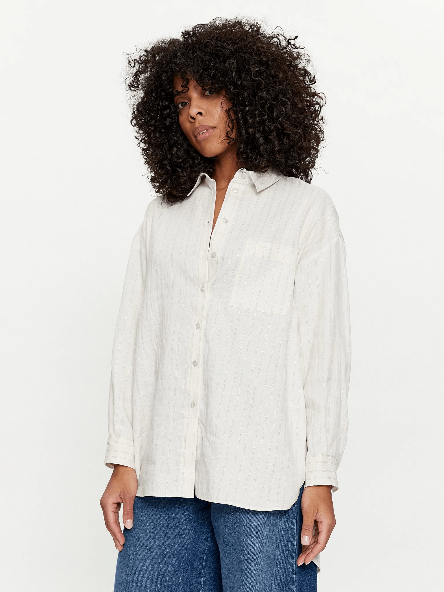 TWINSET Striped Shirt Linen Blend Size S / US 4 / IT 40 - 1 Thumbnail