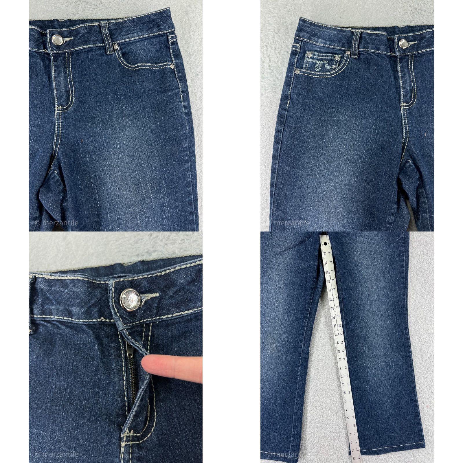 Denime JW Style Jeans Capri Womens 8 Blue Denim Slim Crop Stretch Medium Wash 30" Waist Inseam 26" Regular Color Blue Mens Womens Size 30" / US 8 / IT 44 - 8 Thumbnail