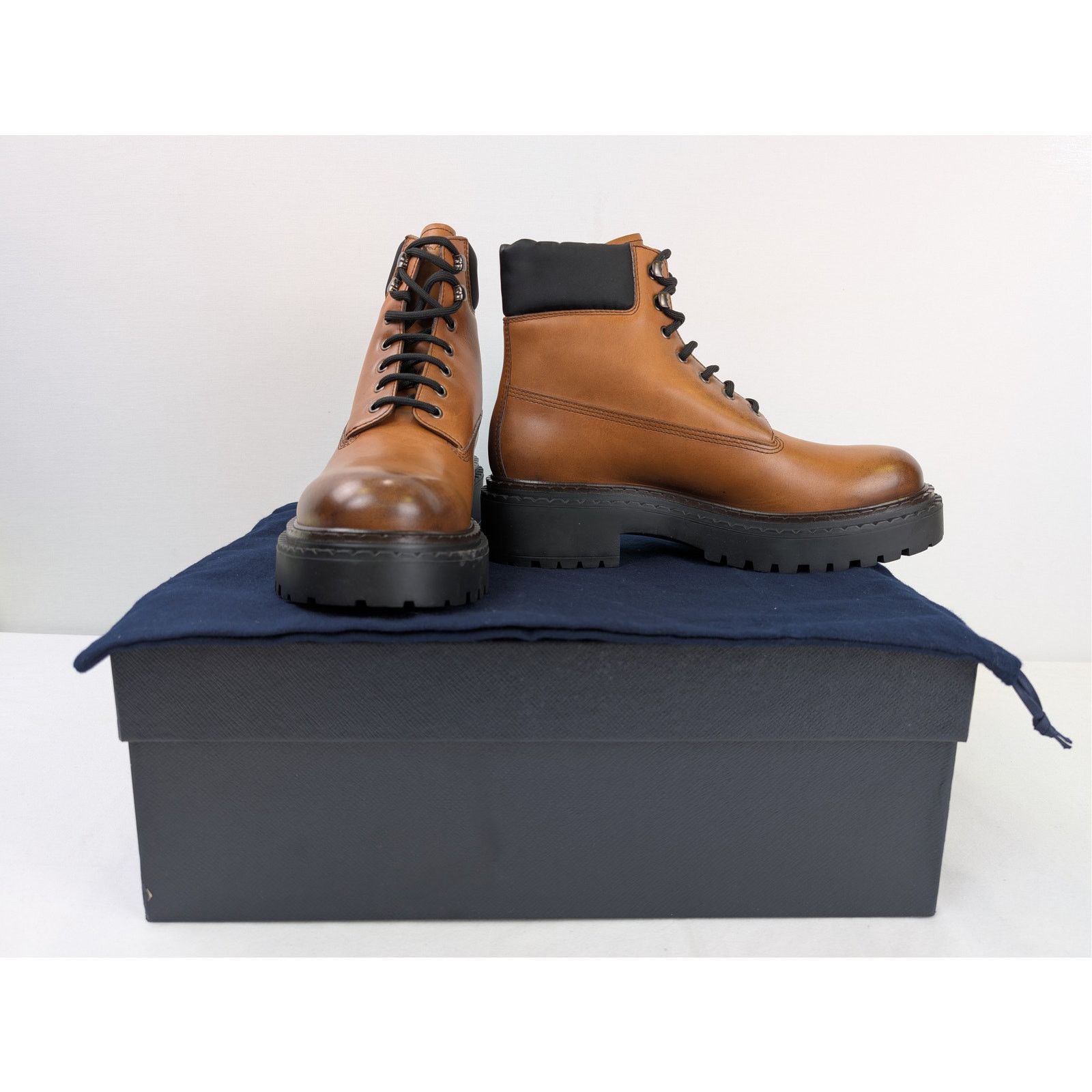 Prada o1rshd1 leather and recycled nylon ankle boots in Cognac Size US 10.5 / EU 43-44 - 18 Thumbnail