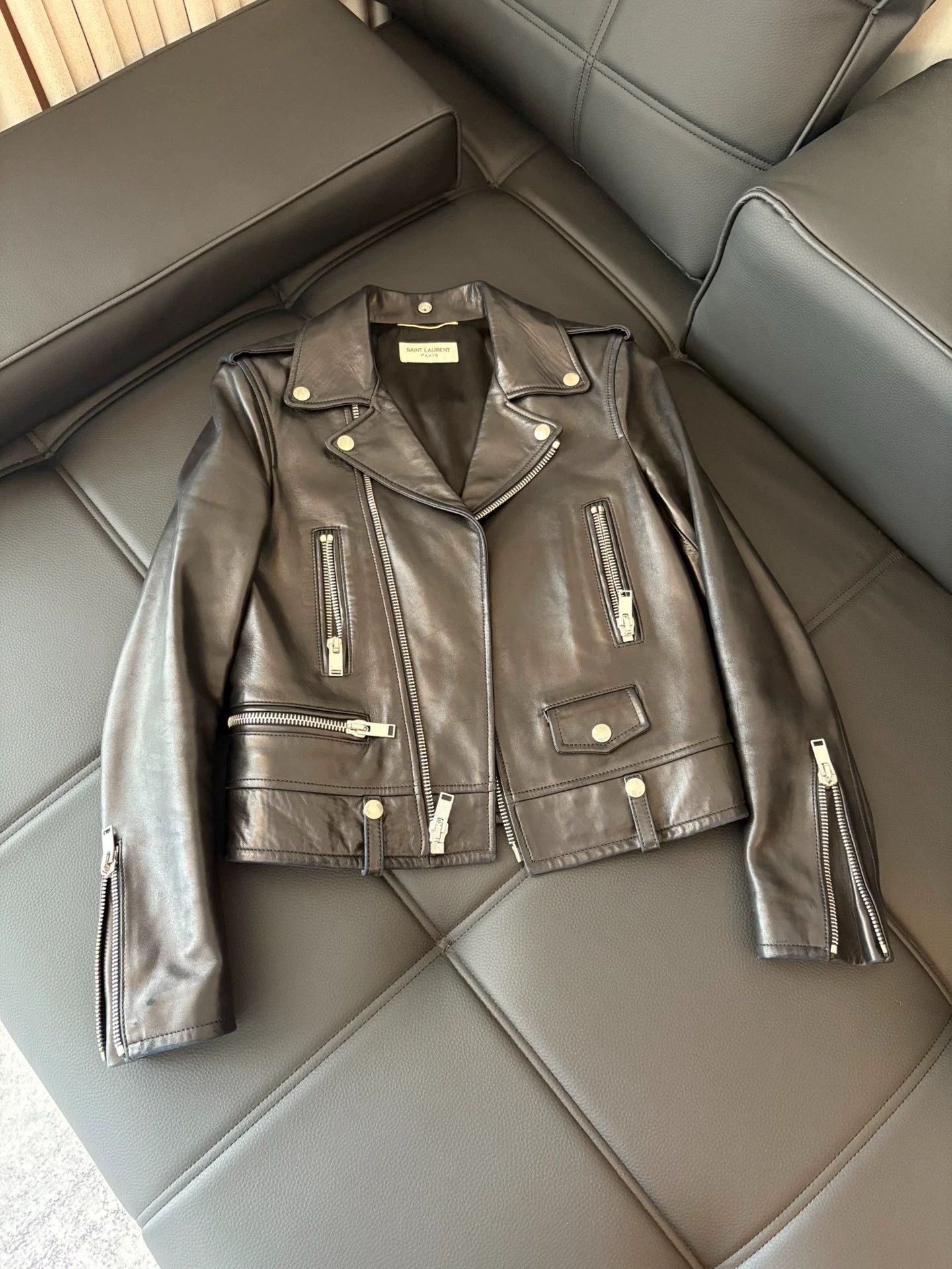 Saint Laurent Paris YSL Leather Jacket Liu Yifei Size XS / US 0-2 / IT 36-38 - 1 Thumbnail