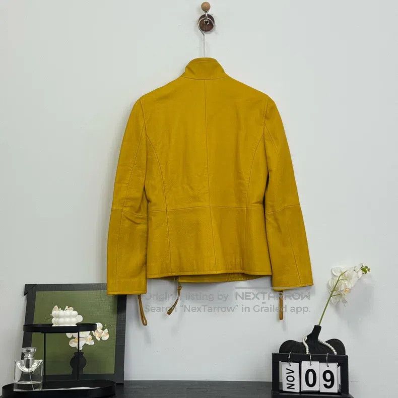 Max Mara Max Mara Yellow Lamb Leather Dual Zip Jacket Size XS / US 0-2 / IT 36-38 - 4 Thumbnail