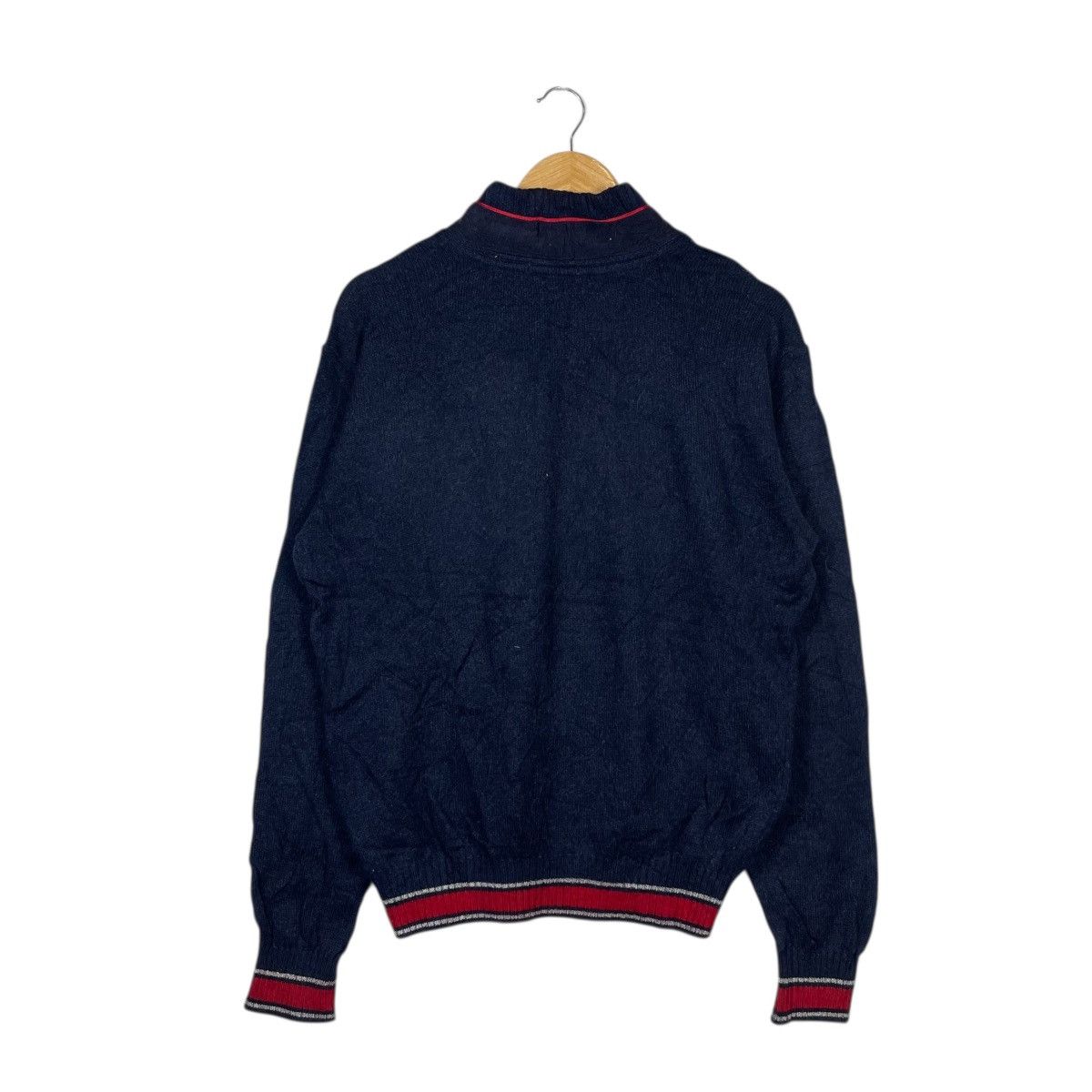Vintage Vagii Sports Vintage Quarter Zip Knit Sweater Navy Red Size US L / EU 52-54 / 3 - 4 Thumbnail