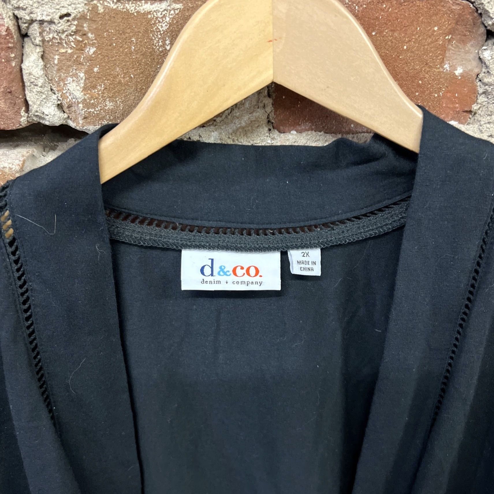 Denim & Co. Denim & Co D & Co Plus Size Womens Black Cardigan Size XXL / US 16-18 / IT 52-54 - 2 Thumbnail