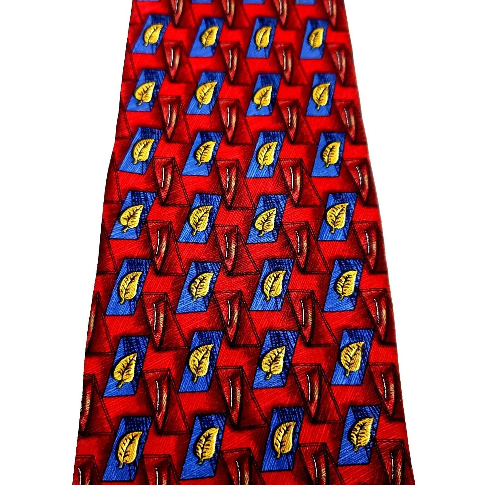 Vintage Ferrell Reed Silk Tie Print Red Wide Geometric Leaf Abstract Size ONE SIZE - 2 Thumbnail