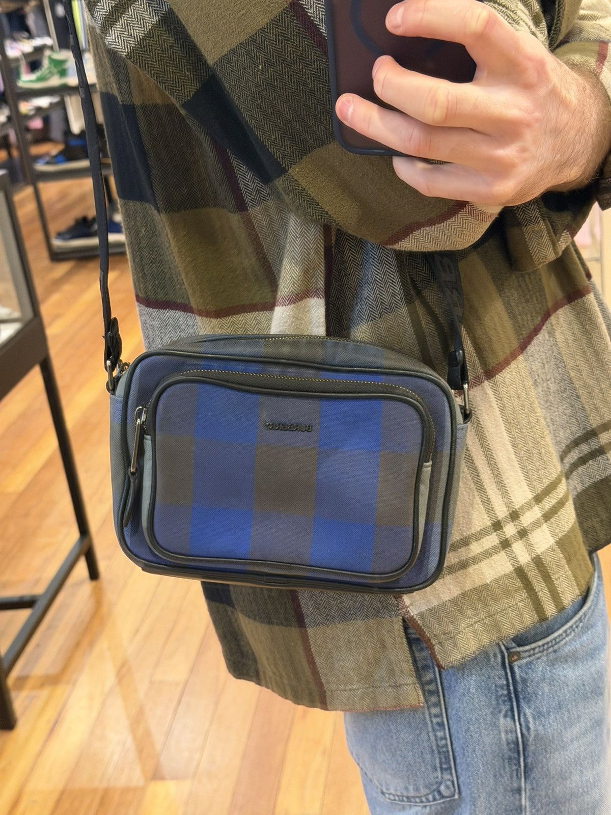 Burberry Burberry Paddy Logo Plaque Checked Messenger Bag - Blue Size ONE SIZE - 18 Thumbnail