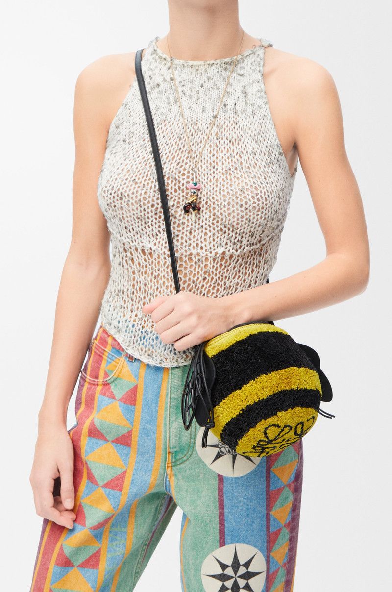 Loewe o1in1g0526 Size: OS / Ibiza Bee Basket Bag in Yellow/Black Size ONE SIZE - 3 Thumbnail