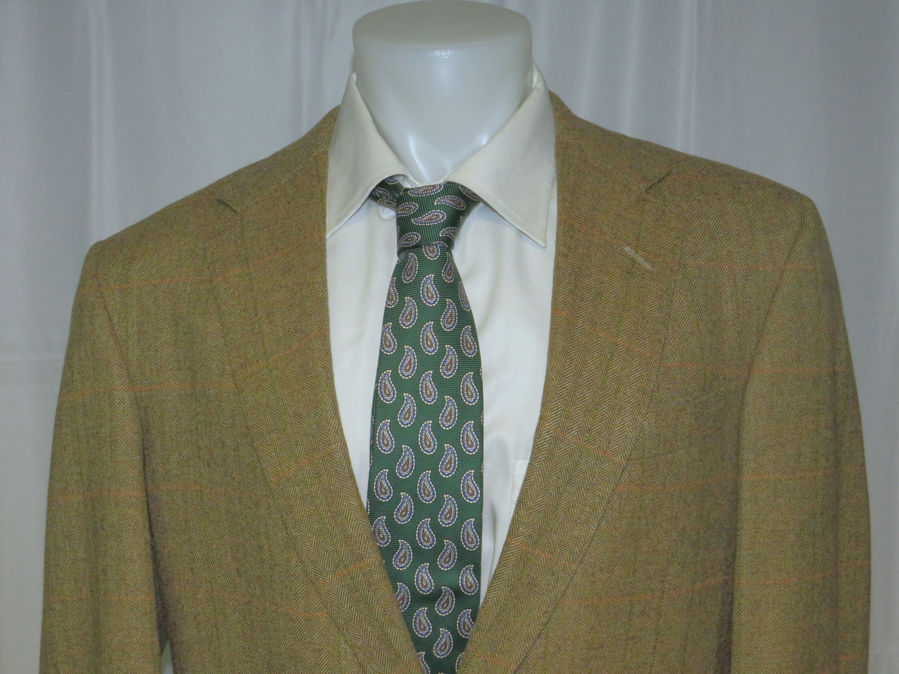 Oxxford Clothes Highest Quality Light Brown HBONE Cashmere Blend Blazer 42L Size 42L - 2 Thumbnail