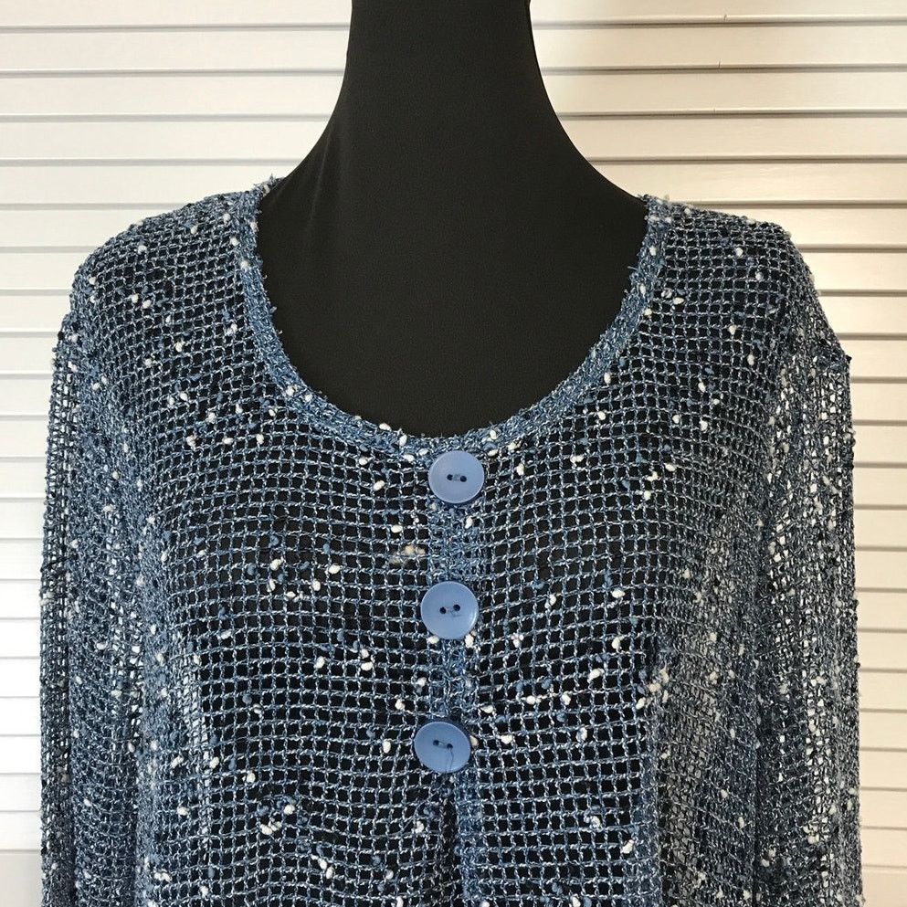 Blair Blair Boho Navy Blue Fishnet Mesh Oversized Tunic Blouse XL Size XL / US 12-14 / IT 48-50 - 4 Thumbnail