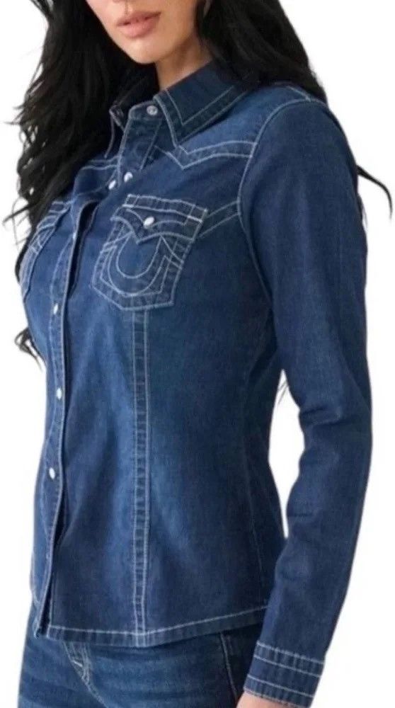 True Religion True Religion Western Denim Shirt Size XS / US 0-2 / IT 36-38 - 12 Thumbnail