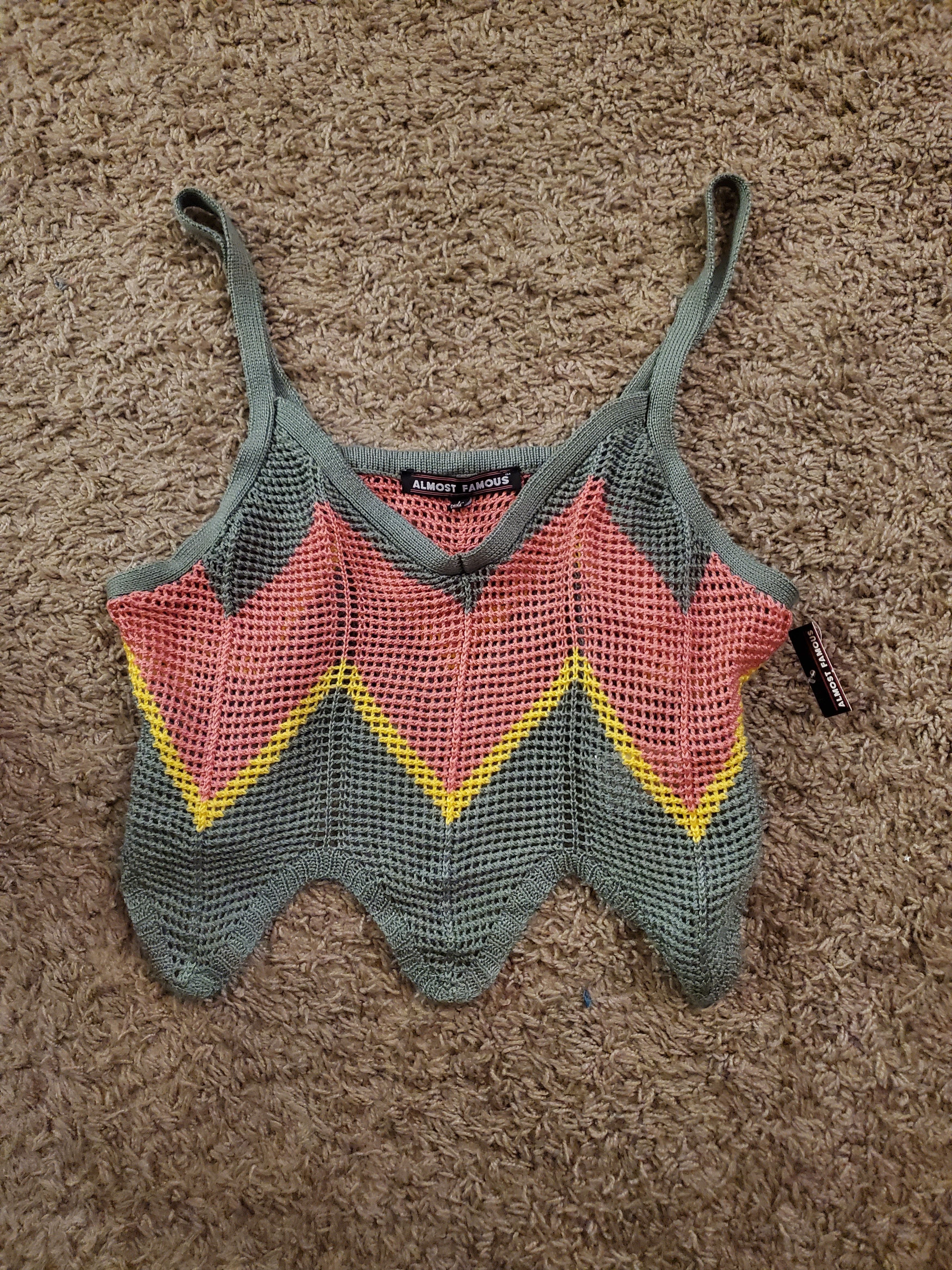 Almost Famous *NWT* Pointelle Crochet Cropped Top (size L) Size L / US 10 / IT 46 - 1 Thumbnail