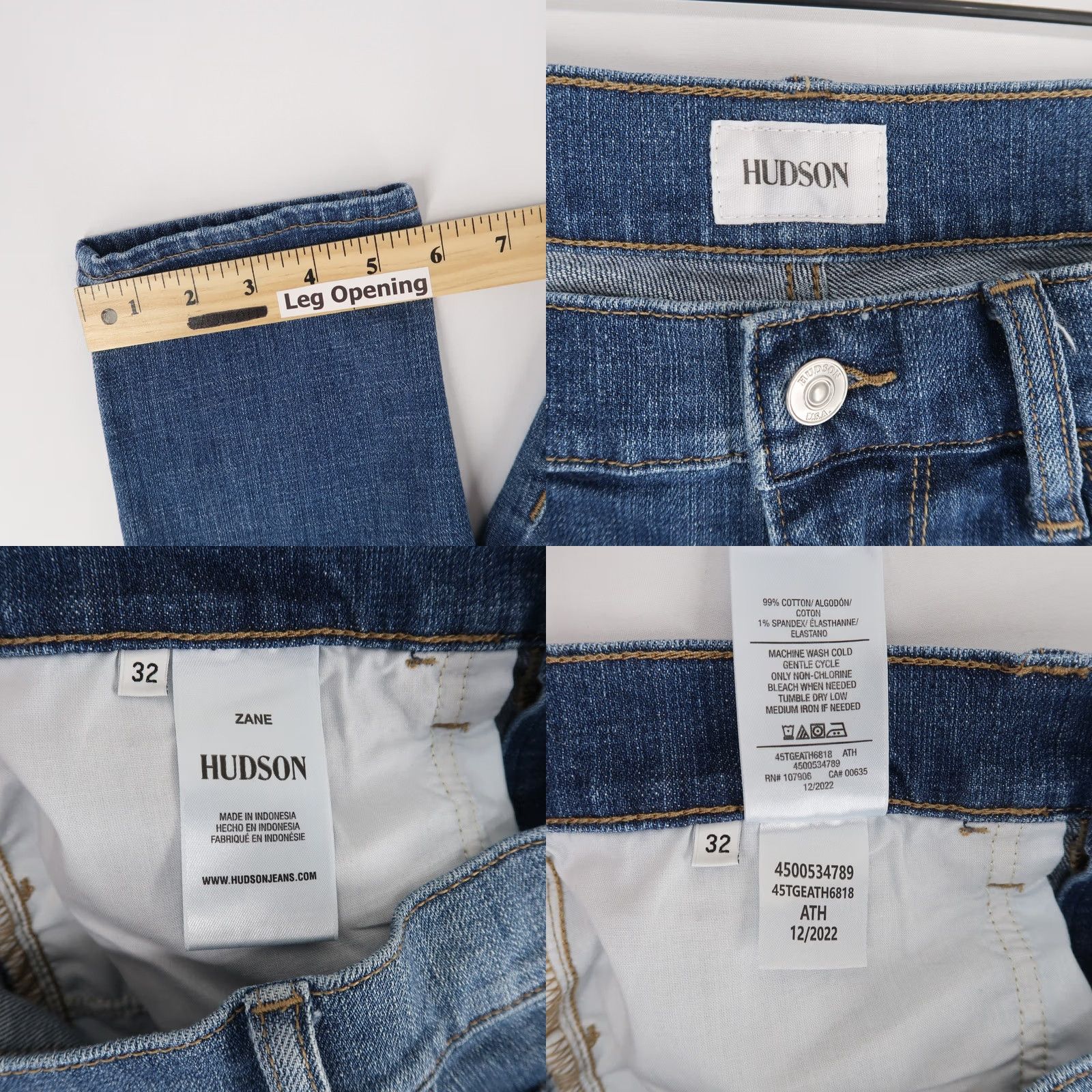 Hudson Hudson Jeans Mens 32 Blue Skinny Stretch Five Pocket Zip Fly Jeans Size US 32 / EU 48 - 8 Thumbnail