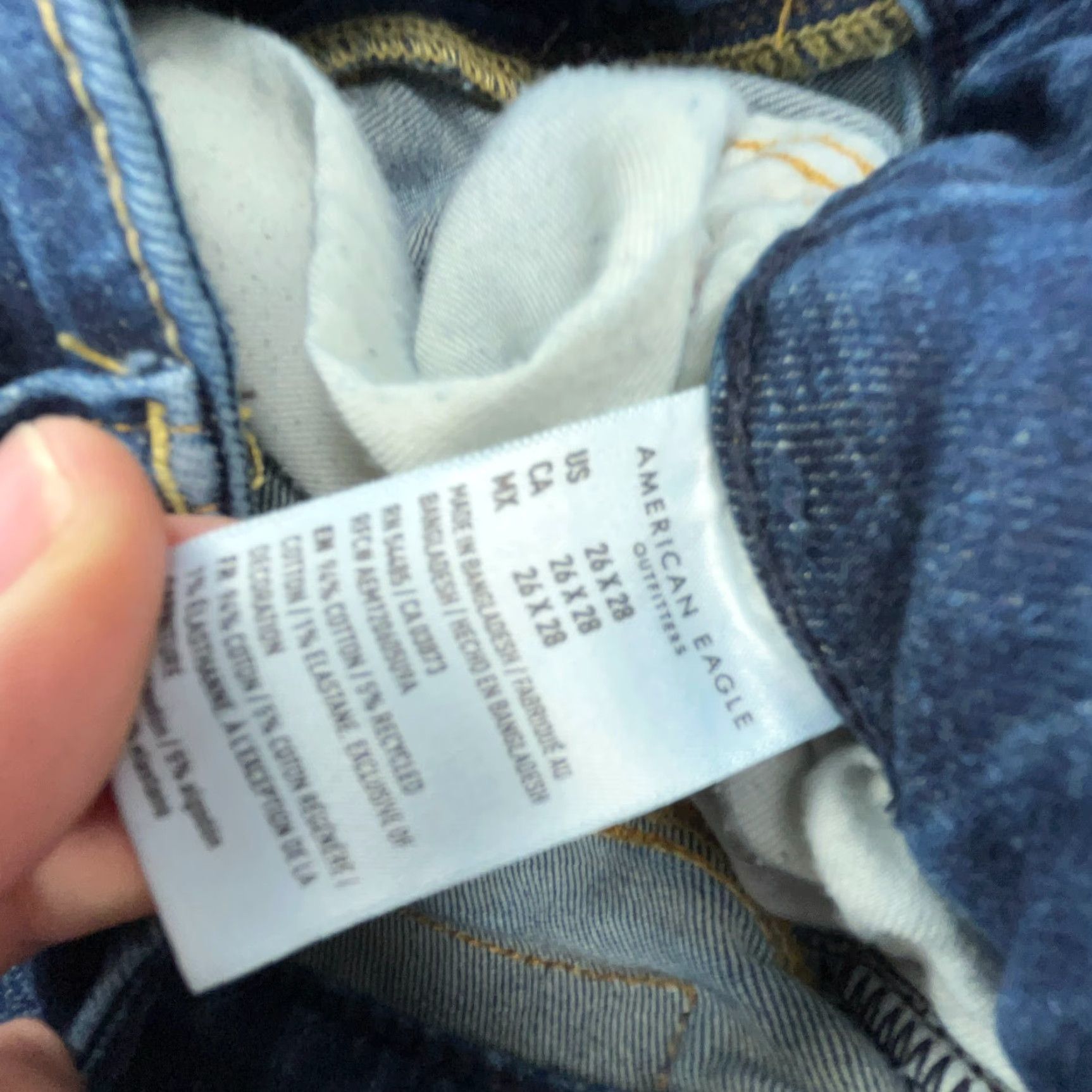 American Eagle Outfitters American Eagle Jeans Men Athletic Fit Dark Wash Blue 26x28 5-Pocket Denim Jeans Mens Athletic Fit 26 waist Regular Rise Mid Distressed No Vintage No Size US 26 / EU 42 - 7 Thumbnail