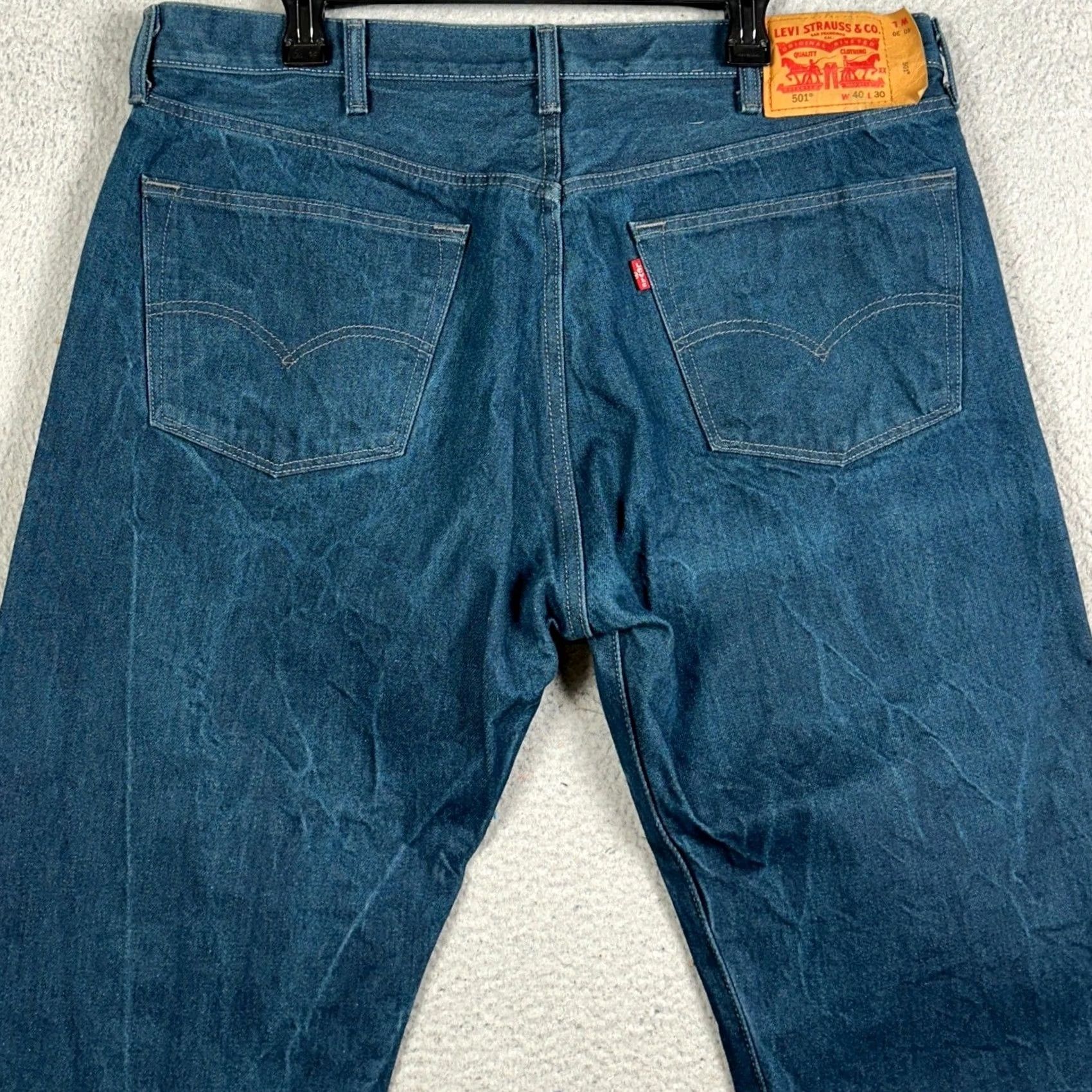 Levi's Levis 501 Jeans Mens 40X30 Blue Original Fit Straight Leg White Oak Cone Denim Size US 40 / EU 56 - 3 Thumbnail