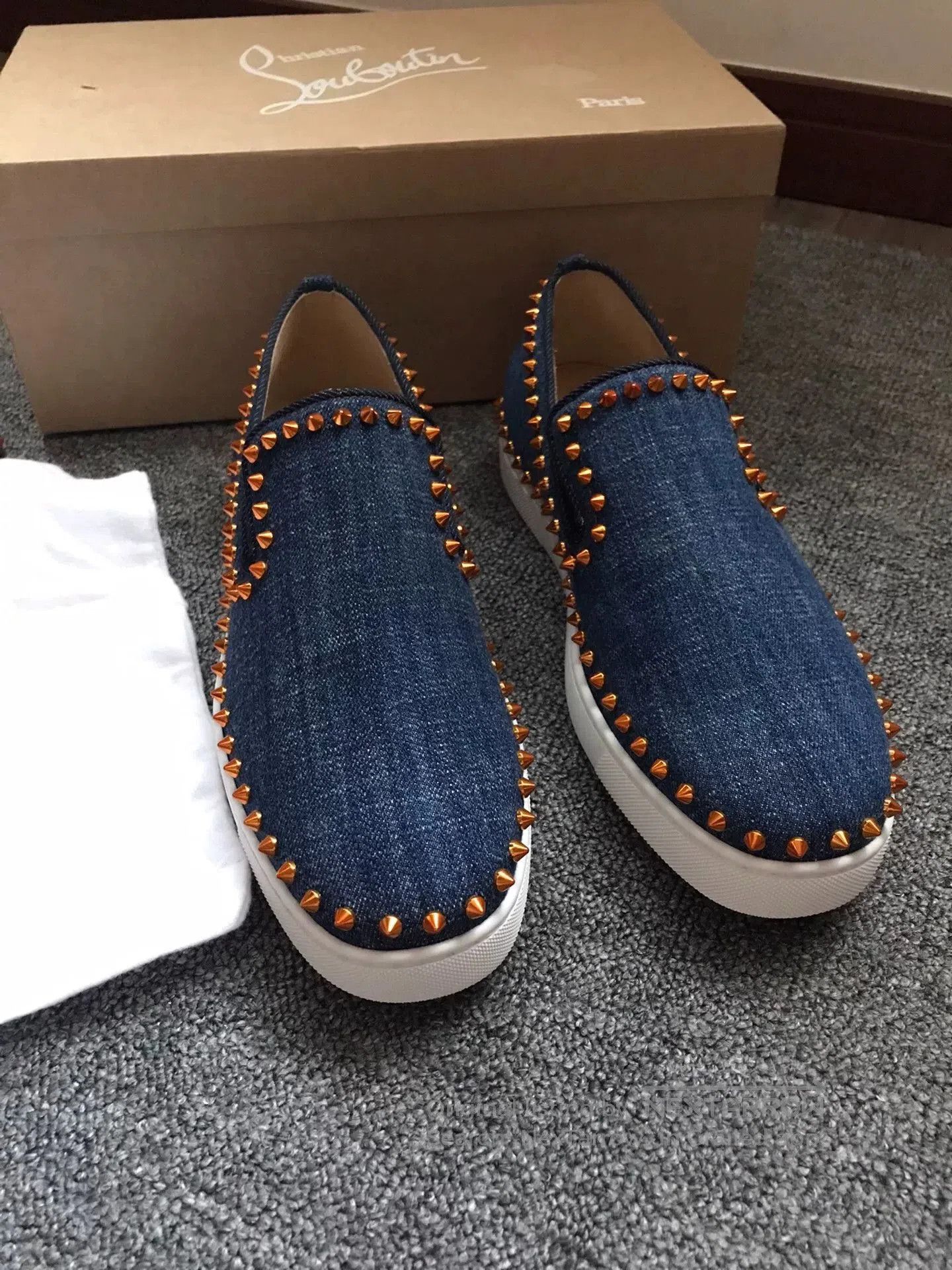 Christian Louboutin Christian Louboutin Denim Studded Red Sole Shoes. Size US 9.5 / EU 42-43 - 1 Thumbnail