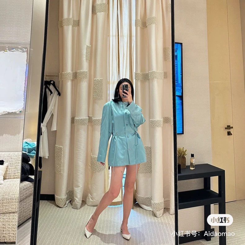 Chanel Chanel 23P Lake Blue Silk Drawstring Windbreaker Jacket Size XXS / US 00 / IT 34 - 8 Thumbnail
