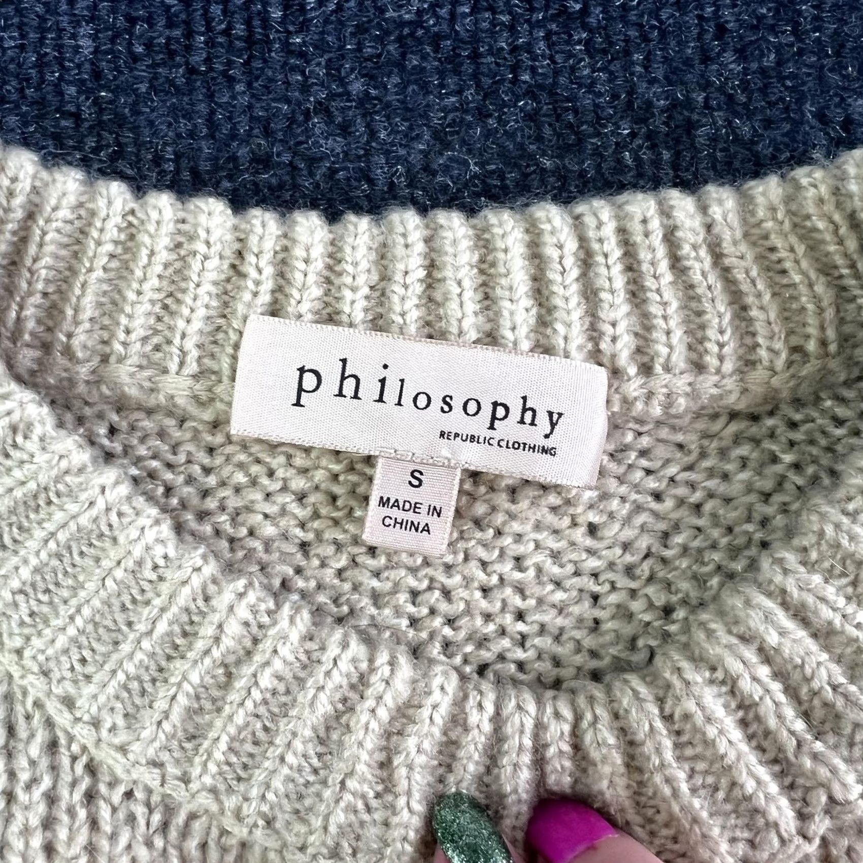 Vintage Philosophy Republic Sweater Womens Small Beige Short Sleeve Knit Pullover Size S / US 4 / IT 40 - 2 Thumbnail