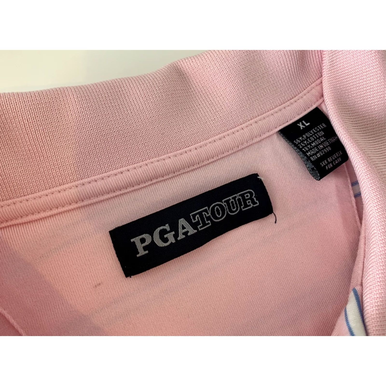 PGA Tour PGA TOUR Striped Short Sleeve Polo Shirt Men's XL Pink Blue Shirt Polo XL Men Pink Blue Striped Size US XL / EU 56 / 4 - 2 Thumbnail