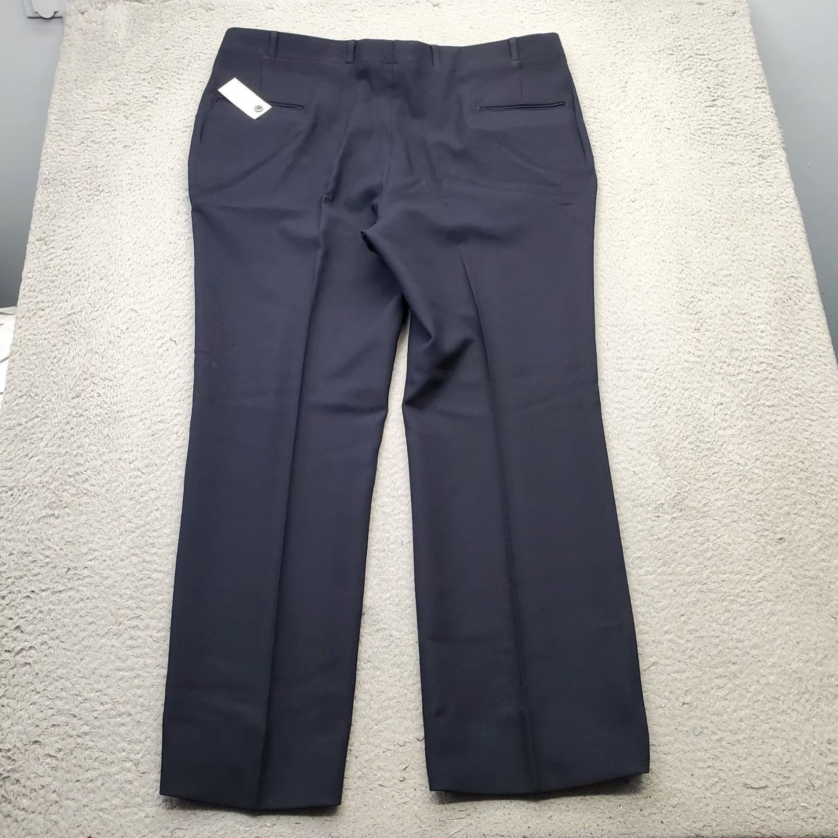 Vintage Oakton Mens Dress Pants Navy 42R Flat Front Classic Stretch Formal Trousers Size 42R - 2 Thumbnail