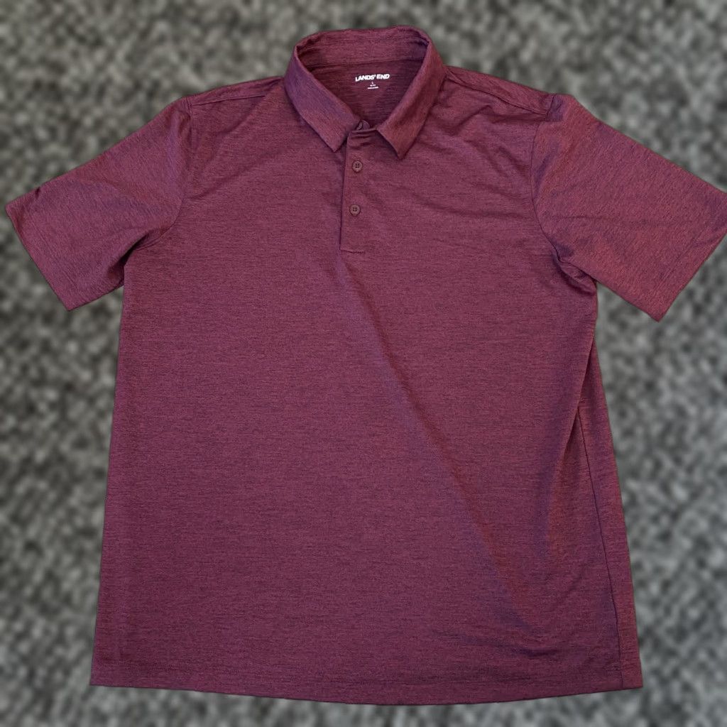 Lands' End Lands' End Polo Shirt Mens L Burgundy Short Sleeve Performance/Activity: Walking, Tennis, Golf, School, Hiking Size US L / EU 52-54 / 3 - 1 Thumbnail