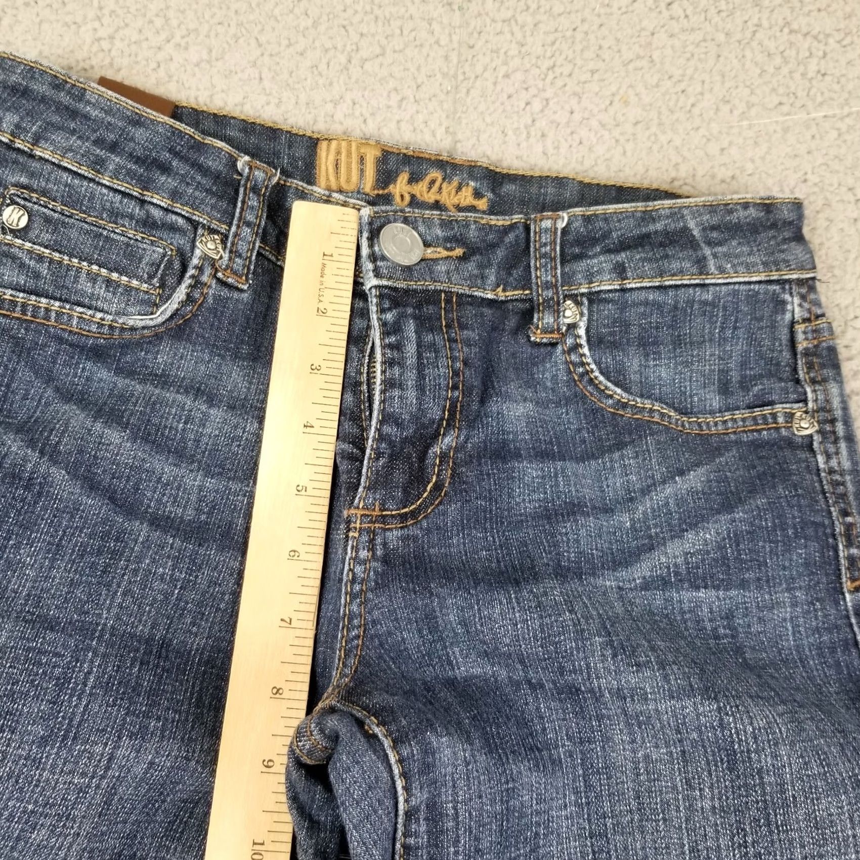 Vintage KUT from the Kloth Jeans Women 4 Bootcut Denim Whiskers Low Rise 28X31 Blue Striped Cowboy Vintage: No Size 28" / US 6 / IT 42 - 4 Thumbnail