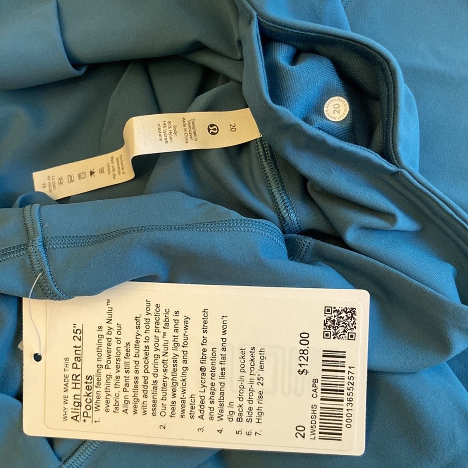 Lululemon NEW! $128 Align High Rise HR Pant 25” Pocket Capture Blue 20 Size 42" / US 20 - 6 Thumbnail