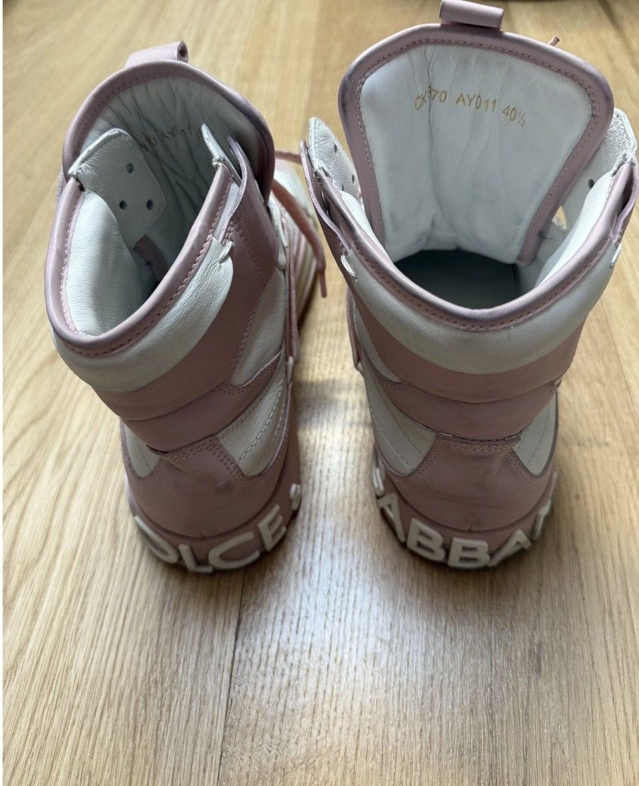 Dolce & Gabbana DOLCE & GABBANA White/Pink Portofino Donna High Top Sneakers Size US 10.5 / IT 40.5 - 5 Thumbnail