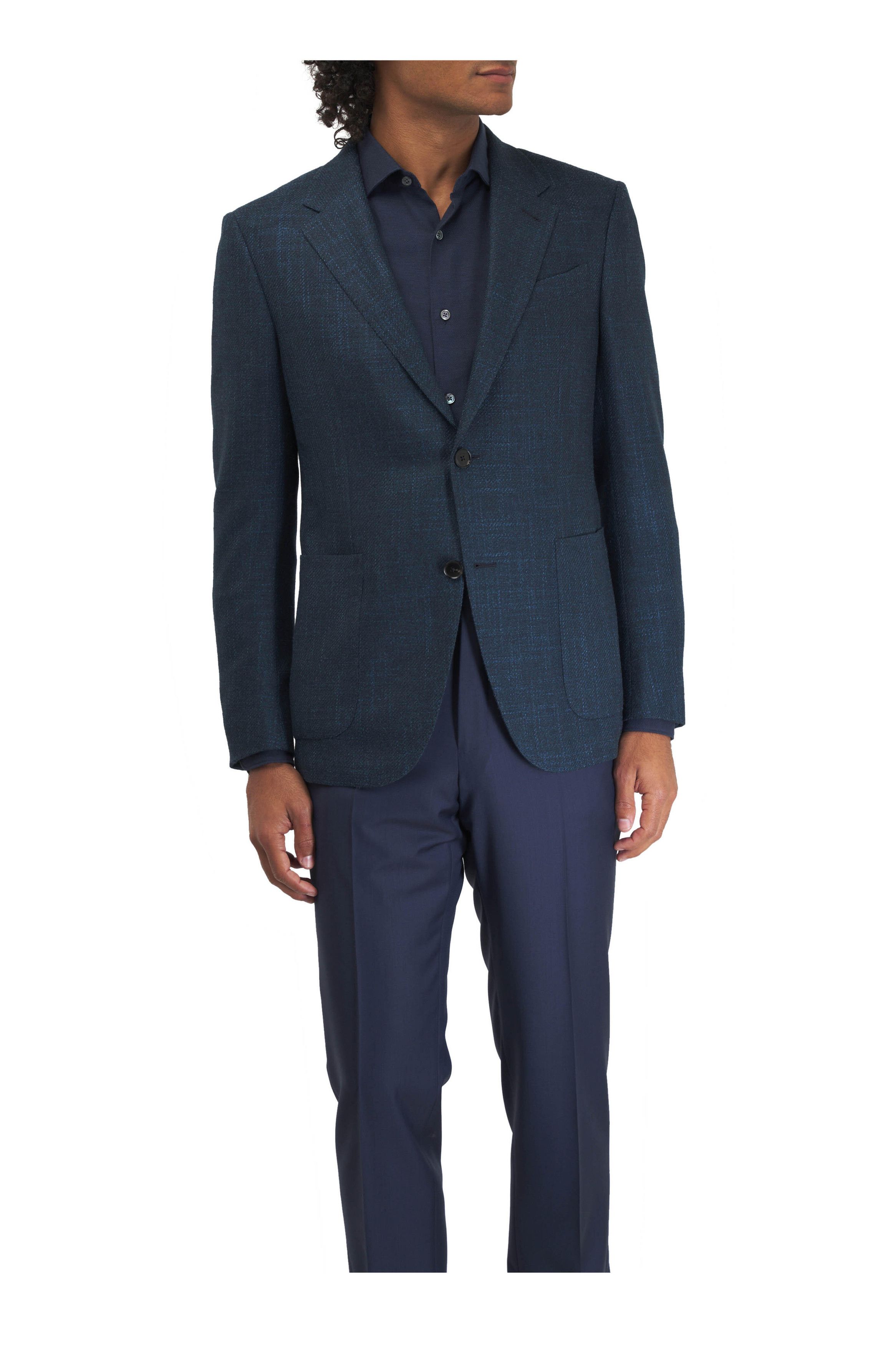 Z Zegna o1mtch0225 Crossover Plaid Sportcoat in Dark Teal Size US L / EU 52-54 / 3 - 3 Thumbnail