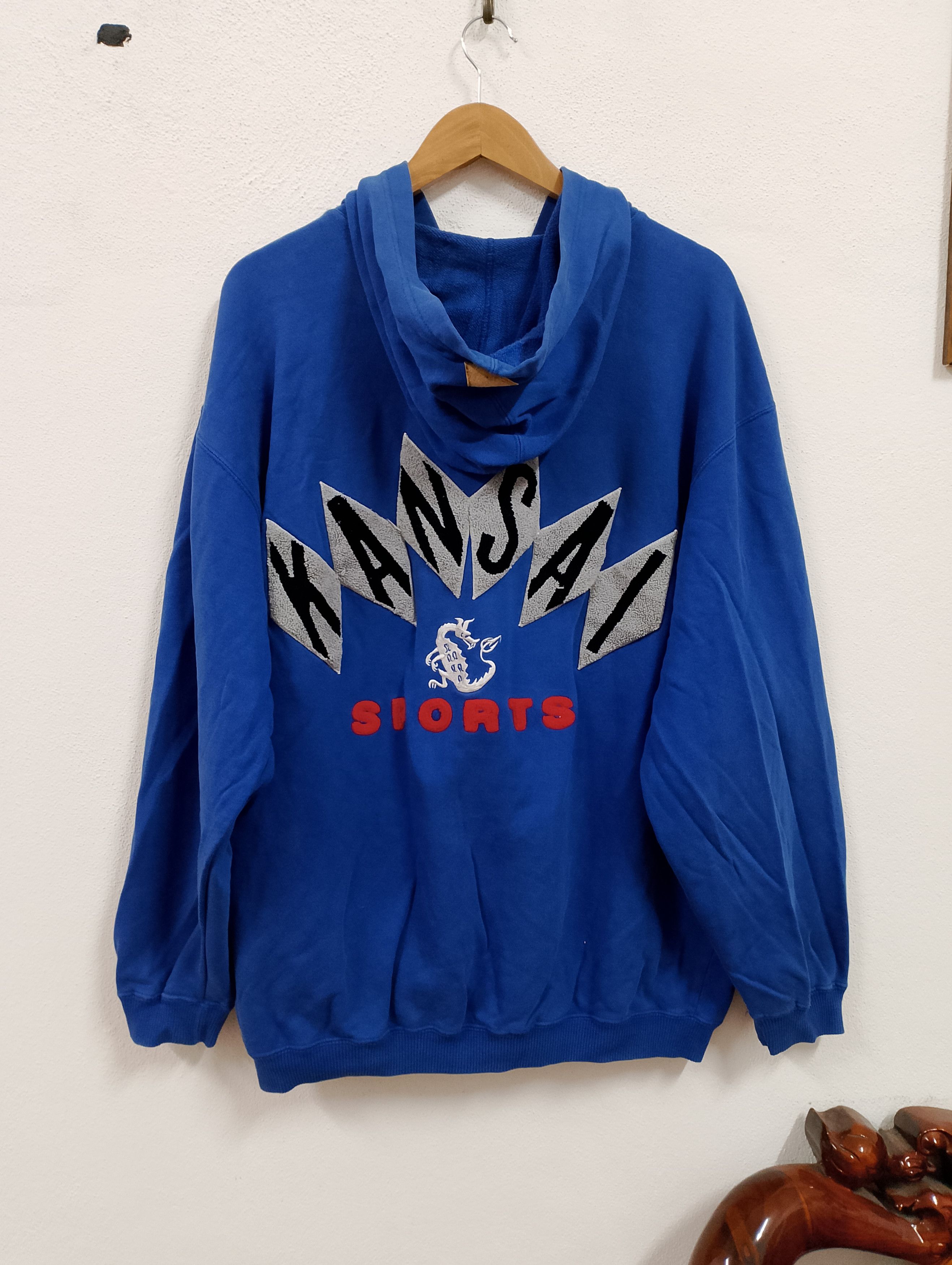 Kansai Yamamoto Vintage 90s Kansai Sports Blue Hoodie Dragon Logo Size US XL / EU 56 / 4 - 2 Thumbnail