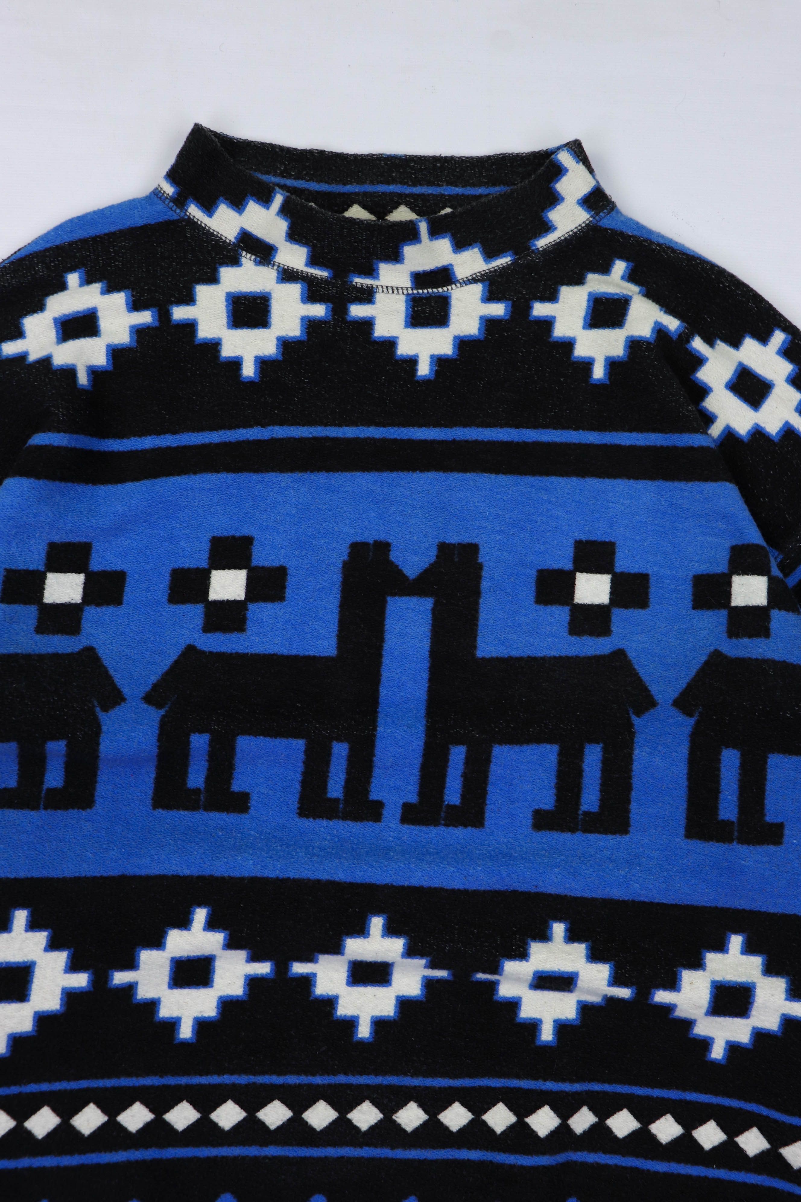 Vintage Vintage Aztec Graphics Mock Neck LS Oversized Baggy Pullover Size US XL / EU 56 / 4 - 3 Thumbnail