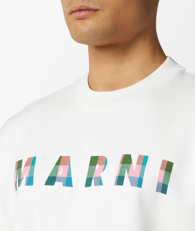 Marni o1mle1025 Logo Crewneck Sweatshirt in White Size US M / EU 48-50 / 2 - 3 Thumbnail