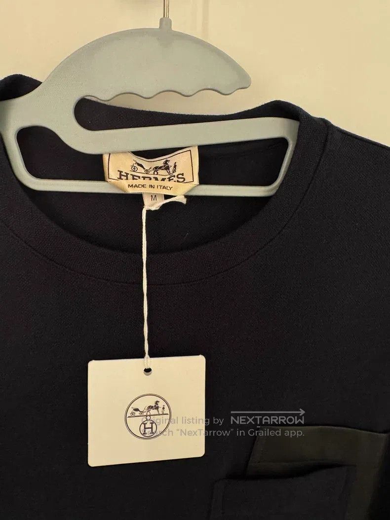 Hermes Hermes Short sleeve navy blue leather pocket T-shirt Size US M / EU 48-50 / 2 - 3 Thumbnail