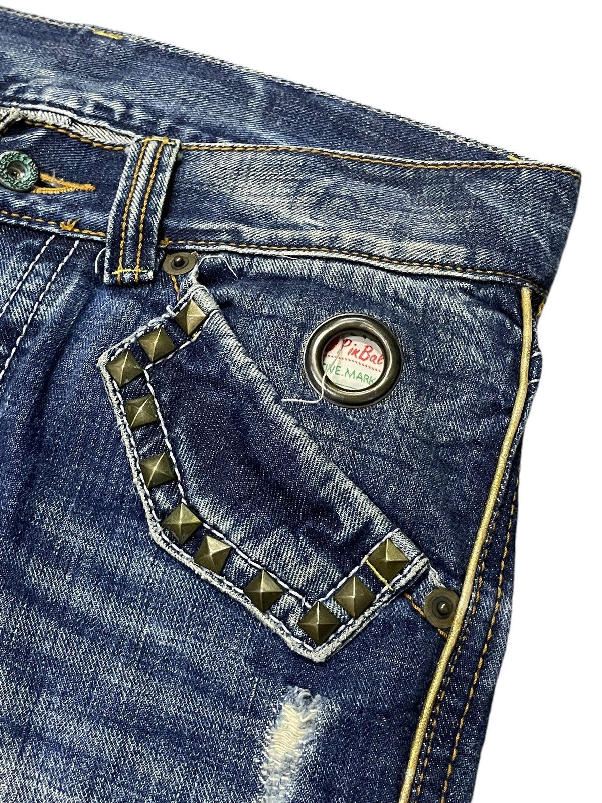 GOSTAR DE FUGA × Shellac × semanticdesign Pinball japan Studded Distressed Honeycomb Flared Jeans Size US 32 / EU 48 - 9 Thumbnail