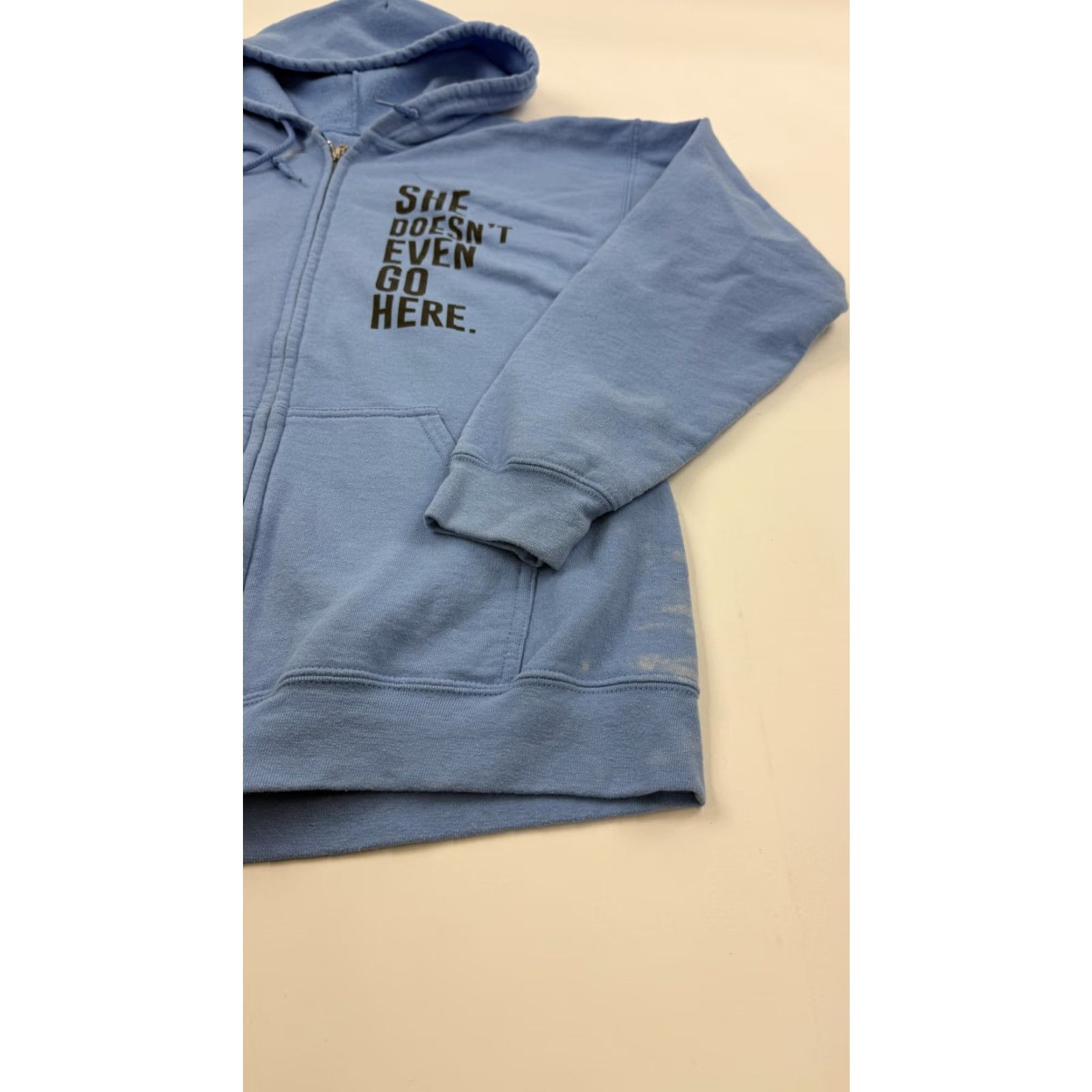 Hereu Mean Girls Hoodie Womens Medium Blue She Doesn't Even Go Here Zip Sweatshirt Movie Size M / US 6-8 / IT 42-44 - 2 Thumbnail