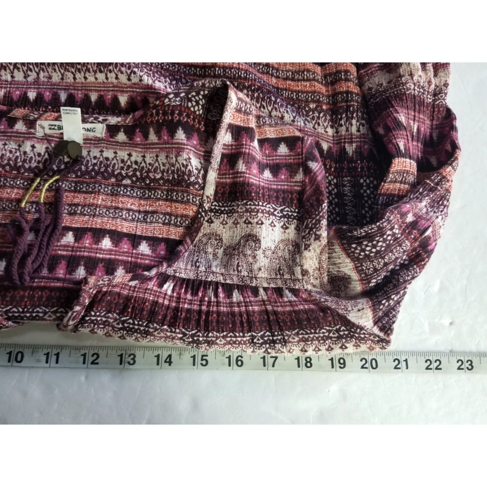 Billabong Billabong Tunic Top Womens Small Long Sleeve Scoop Neck Tassels Boho Beach Surf Geometric Print Multicolor Rayon Knit Blouse Relaxed Regular Size S Size S / US 4 / IT 40 - 4 Thumbnail