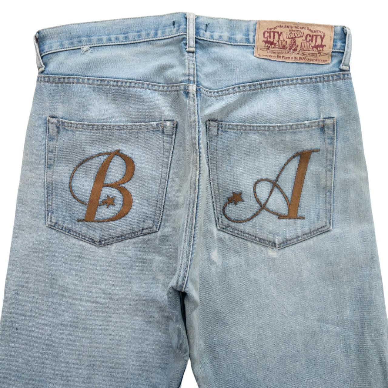 Bape Vintage BAPE Embroidered Denim Jeans Size W34 Size US 34 / EU 50 - 1 Thumbnail