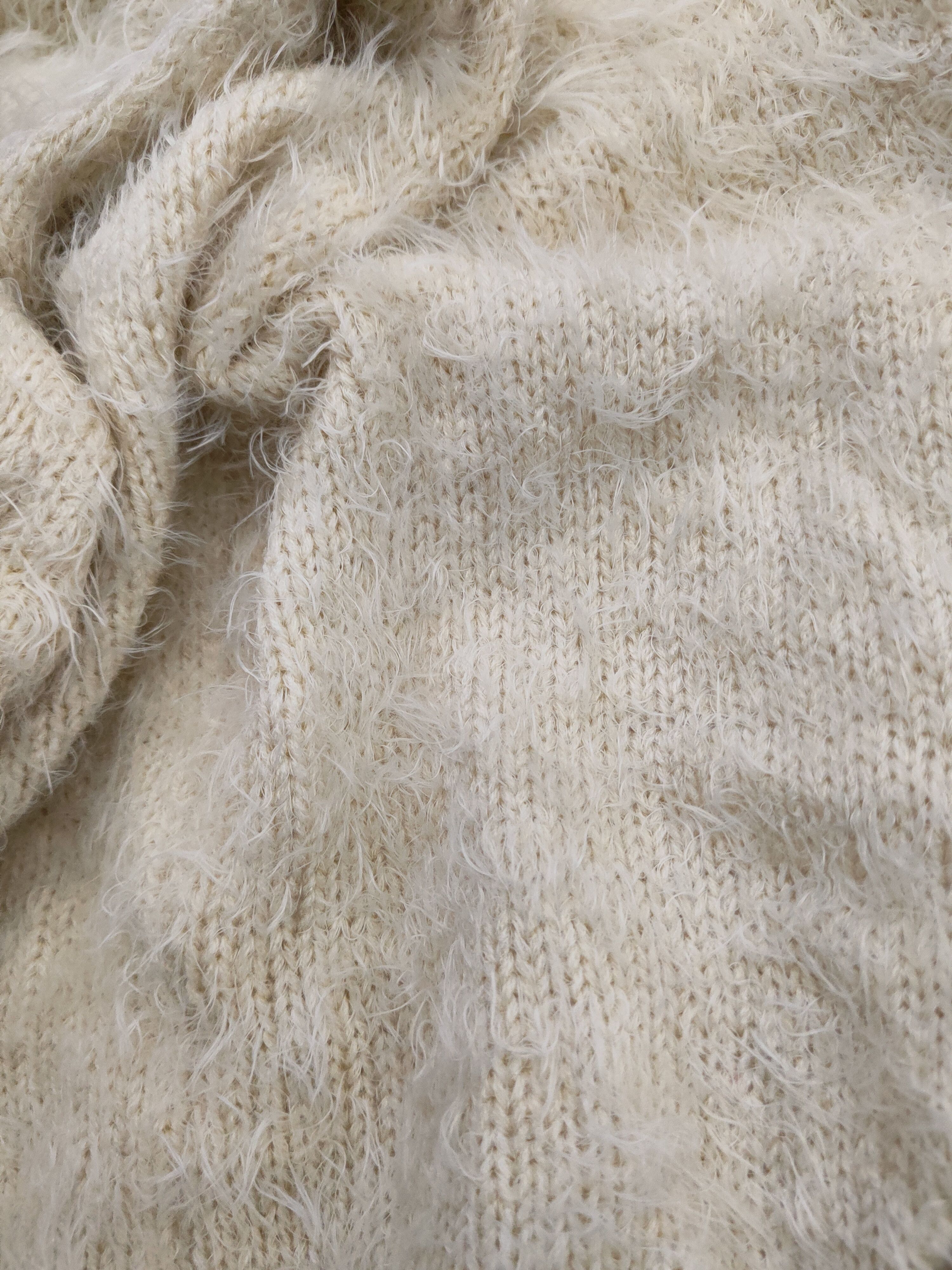 Japanese Brand DL Gorge Ivory Fur Mohair Knitwear Cardigans #46-499 Size S / US 4 / IT 40 - 10 Thumbnail