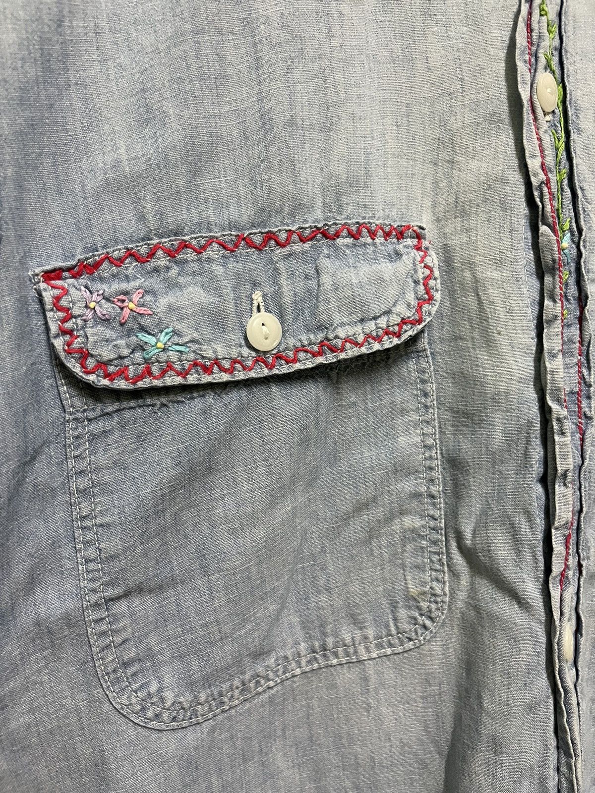 Big Mac Big Mac Chambray Embroidery Shirt Size M / US 6-8 / IT 42-44 - 4 Thumbnail