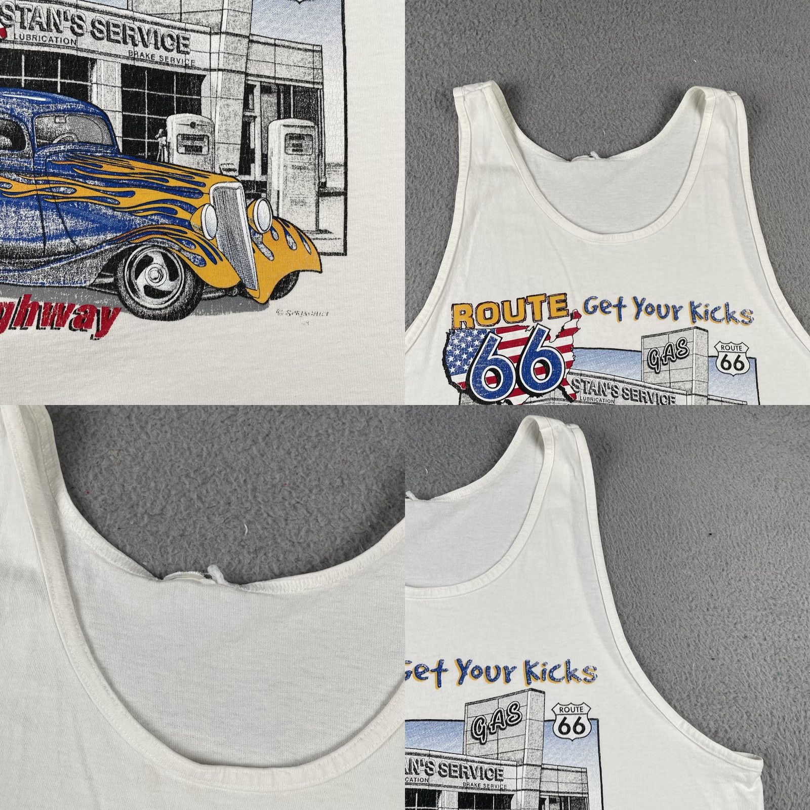 Vintage VINTAGE Route 66 Americas Highway Muscle Cars Tank Top Shirt XL White Size US XL / EU 56 / 4 - 8 Thumbnail