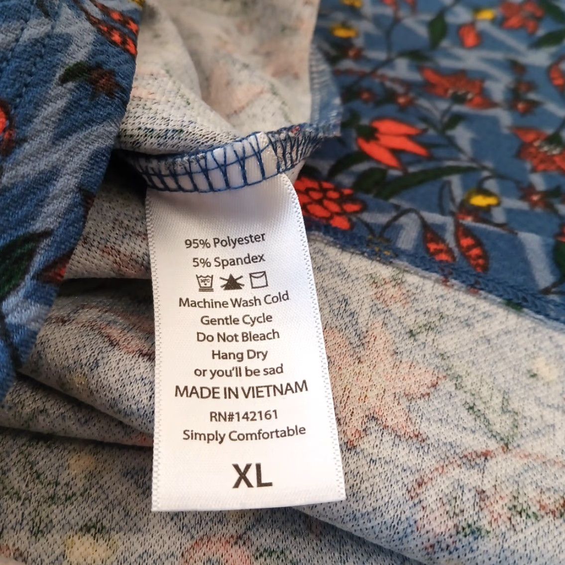Vintage LuLaRoe Skirt XL Blue Floral Knee Length Pull On Pencil Women Size 40" / US 18 - 6 Thumbnail