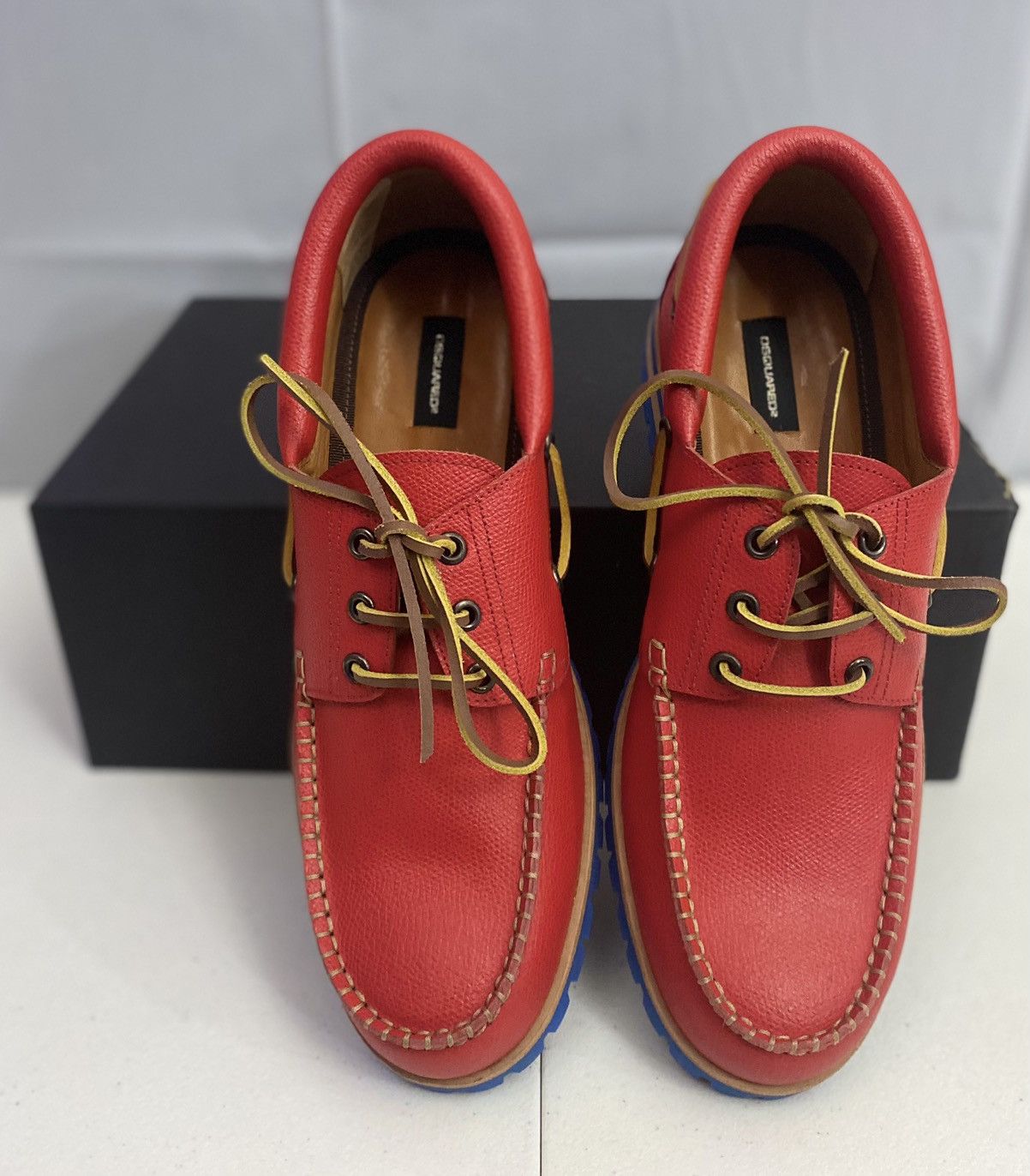 Dsquared2 Dsquared2 🇮🇹 Fire Leather Handmade Contrast Boat Shoes 7 NEW Size US 7 / EU 40 - 5 Thumbnail