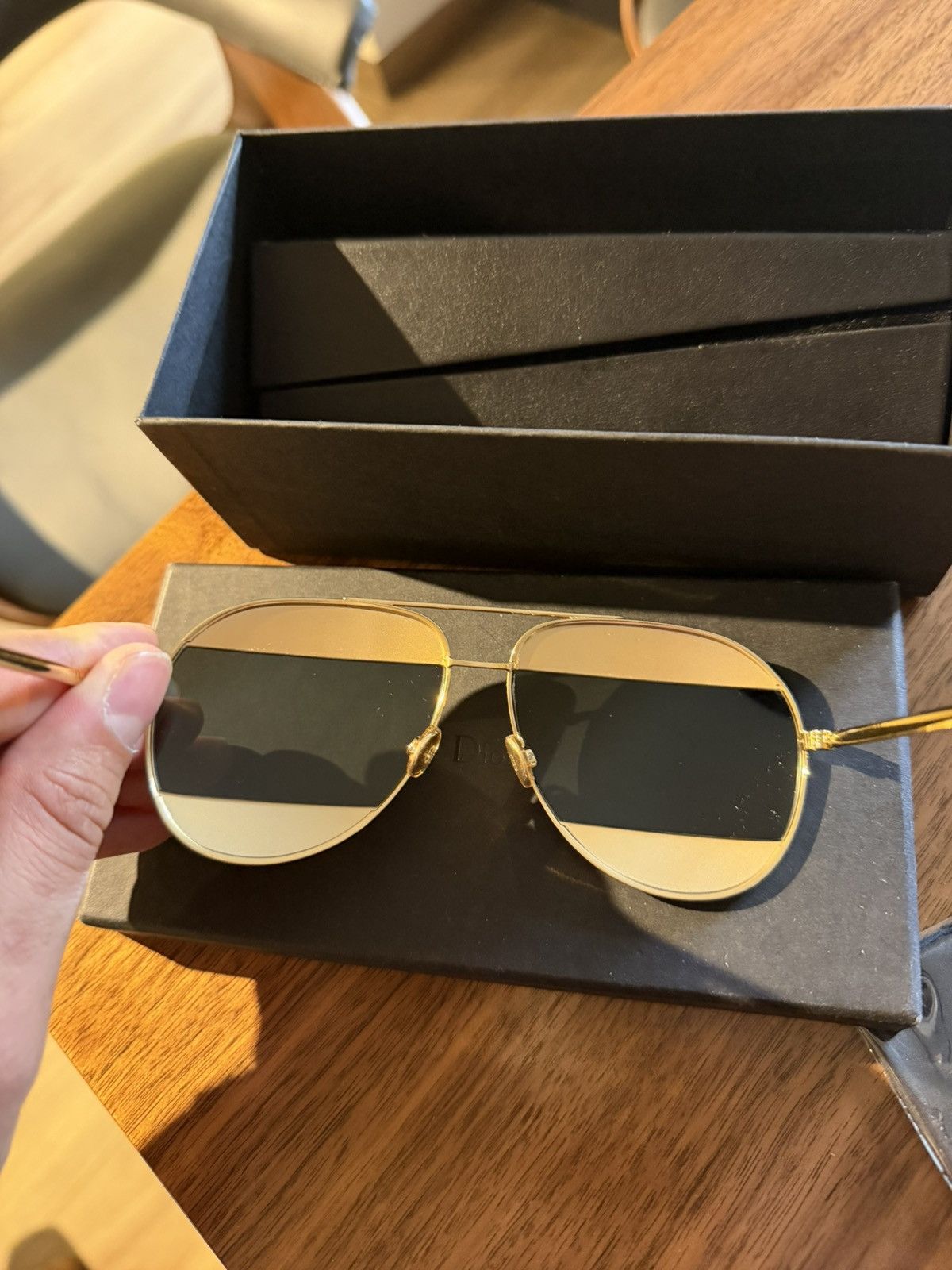 Dior Dior DiorSplit1 Aviator Sunglasses - Gold / Gold Mirror Size ONE SIZE - 3 Thumbnail
