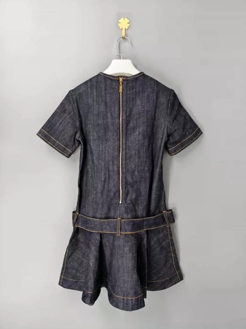 Louis Vuitton Louis Vuitton Dark Blue Gold Buckle Belted Denim Dress Size XS / US 0-2 / IT 36-38 - 2 Thumbnail