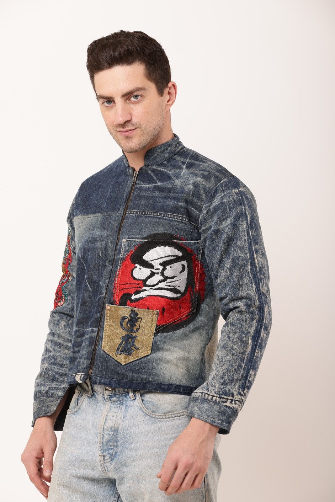 Japanese Brand × Vintage Vintage 1 0f 1 custom Japanese embroidery denim jacket - s Size US S / EU 44-46 / 1 - 1 Thumbnail
