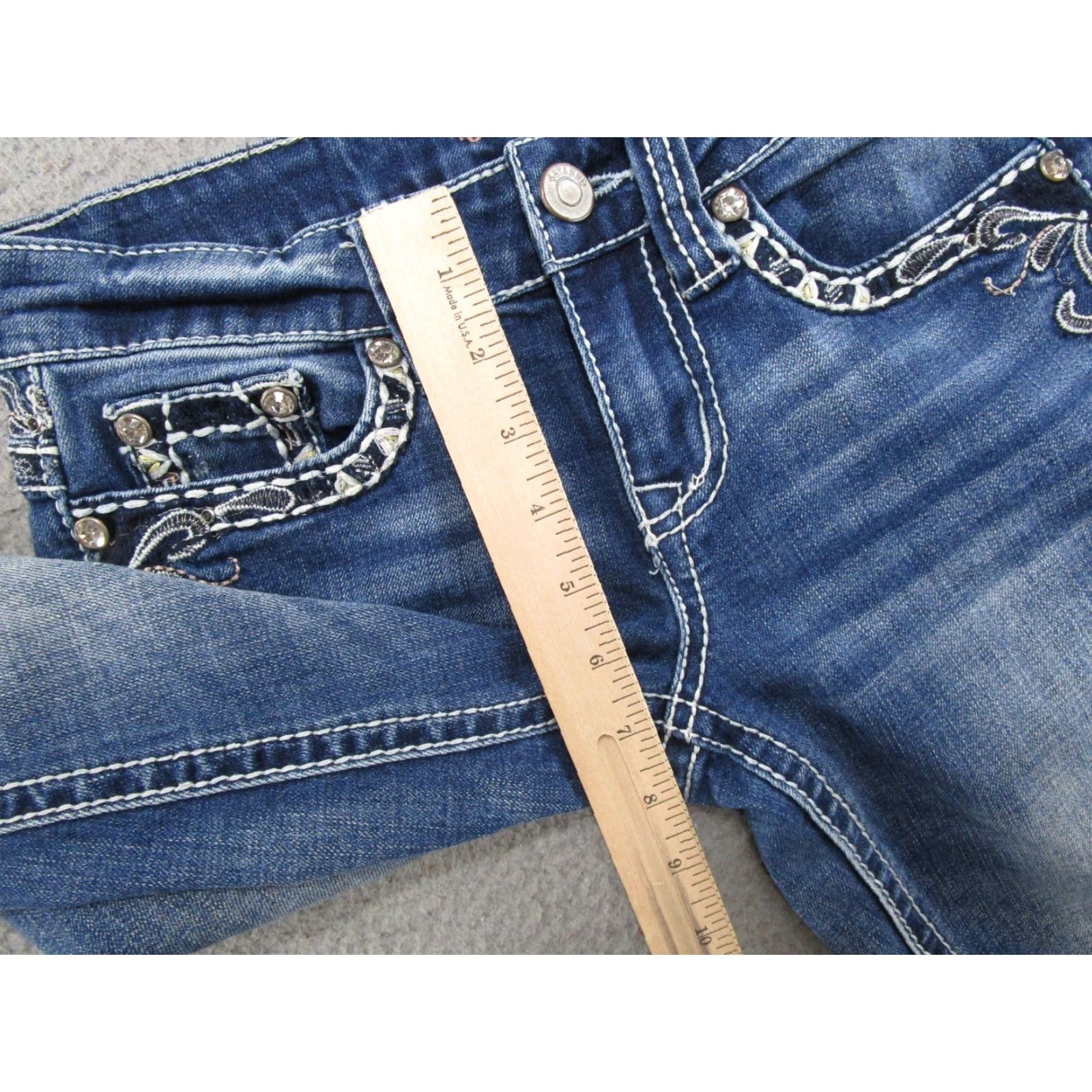 Vintage Shyanne Womens Bootcut Jeans Size 25 Long Read Blue Stretch Denim Cotton Spandex 5-Pocket Size 42" / US 20 - 7 Thumbnail
